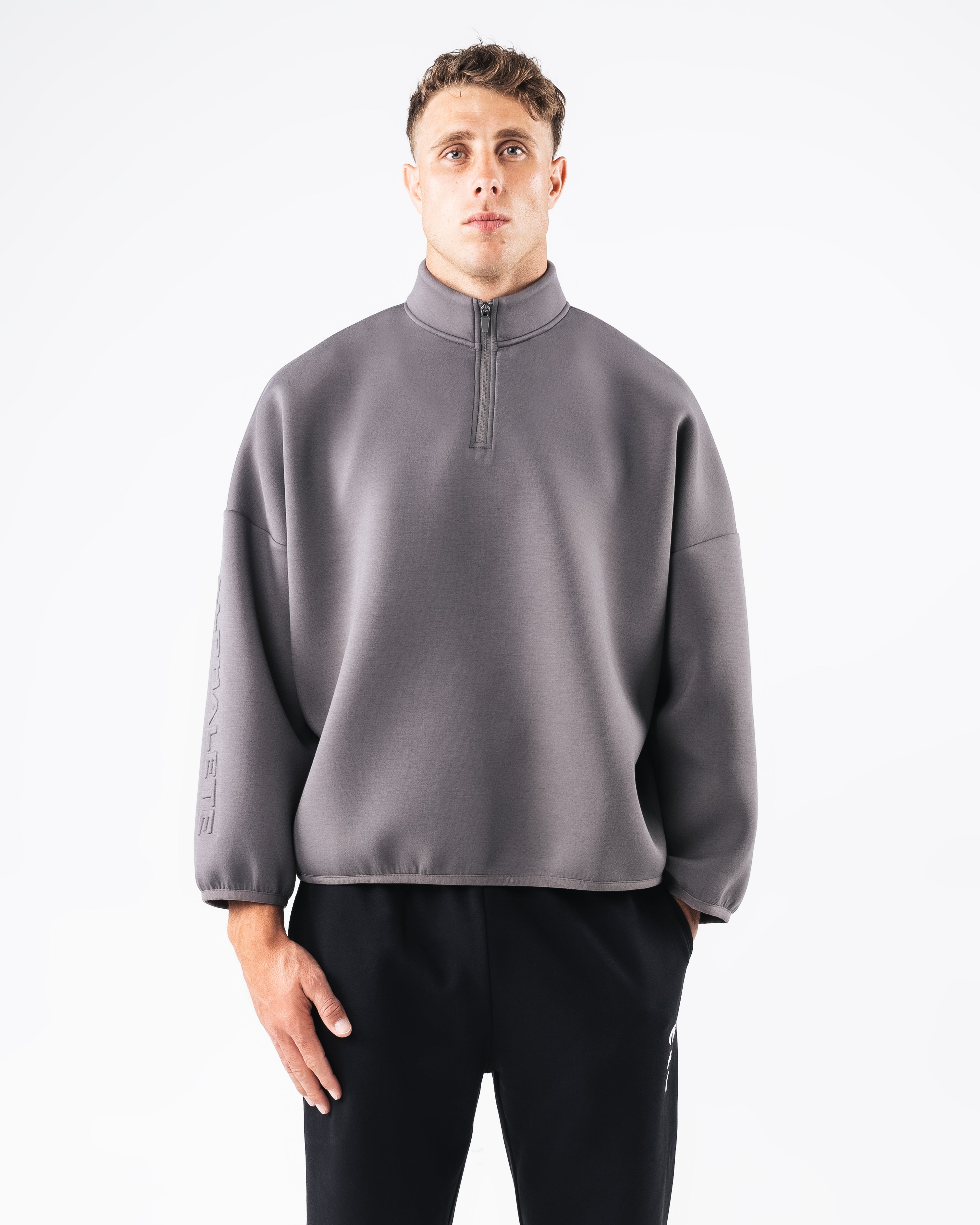 ELMTS Men's Quarter Zip Sweatshirt - Soft Heather Cloud Pullover for Casual Wear & Outdoor Activities