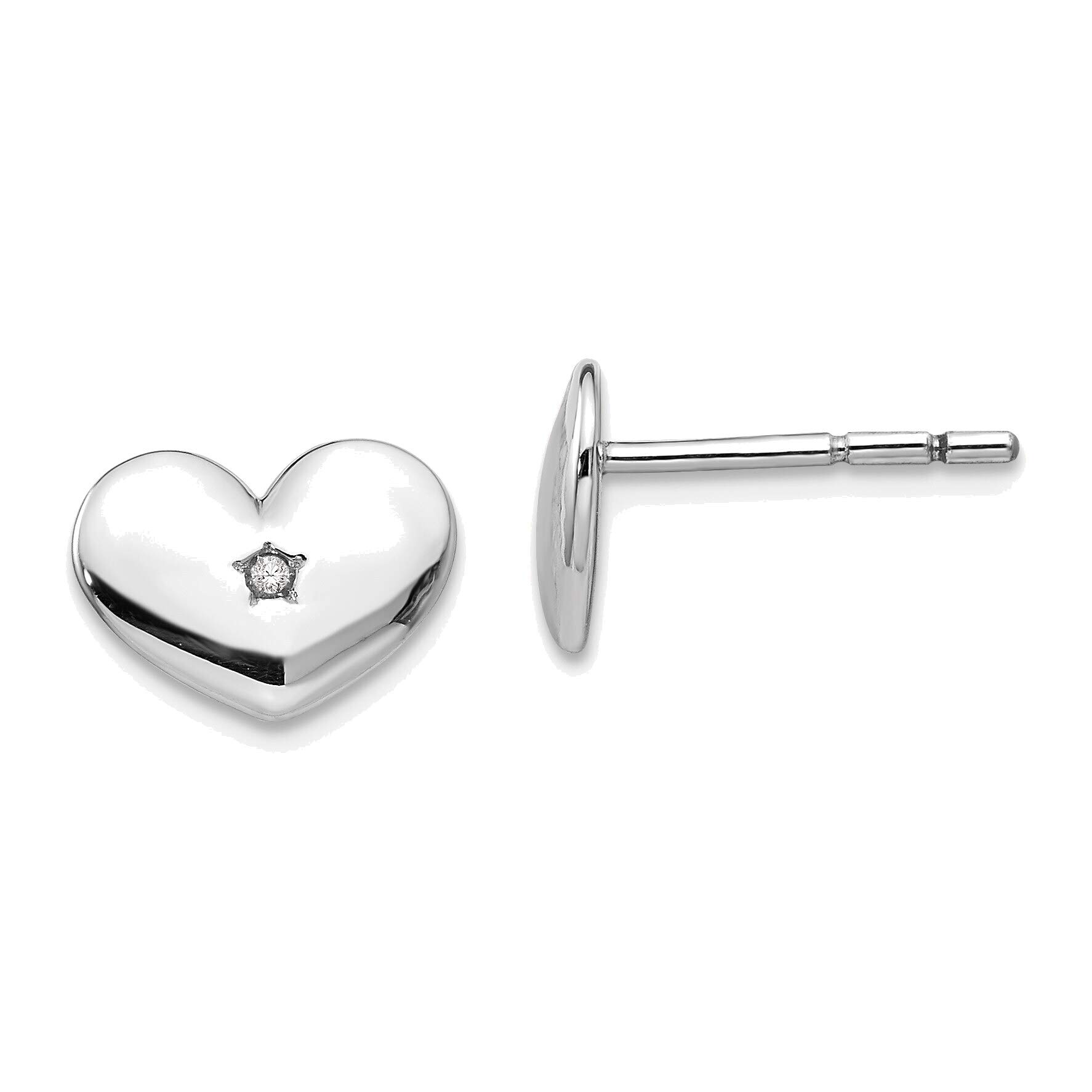 White Ice Diamond Heart Post Earrings in Solid Sterling Silver - Elegant Jewelry for Women, Perfect for Valentine's Day, Anniversary & Special Occasions