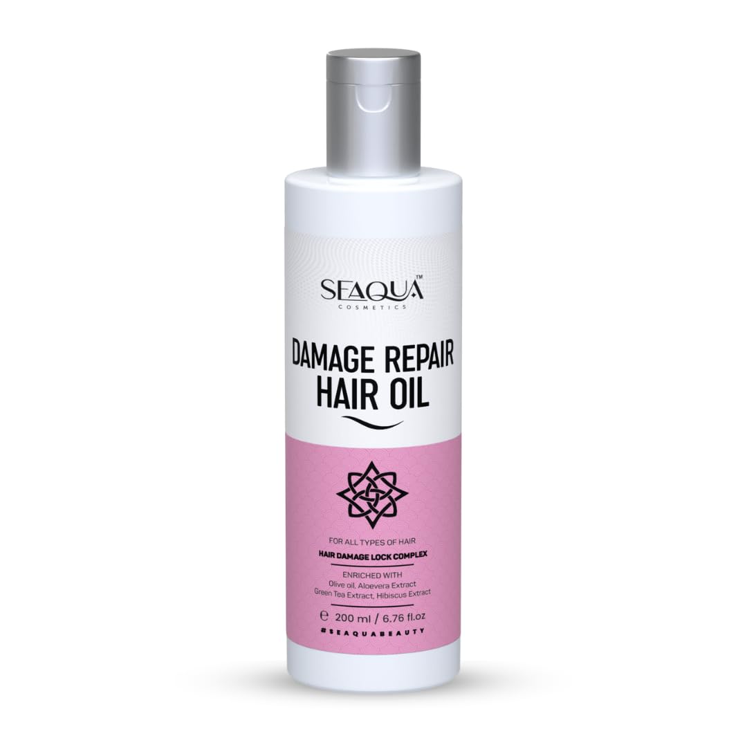 SEAQUA Damage Repair Hair Oil - Sulfate & Paraben Free Hair Treatment for Men & Women (200ml) | Restores Dry, Damaged Hair | Perfect for Daily Use, Salon Treatments & Hair Growth Care