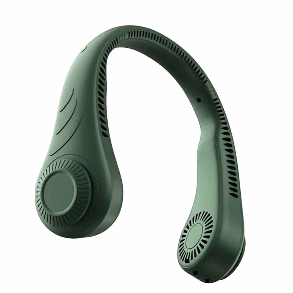 Portable Leafless Hanging Neck Fan - 360° Cooling with 78 Air Outlets, USB Rechargeable 4000mAh Battery, Hands-Free Personal Fan for Outdoor, Office & Travel (Green) - Perfect for Hiking, Camping, Sports & Summer Activities