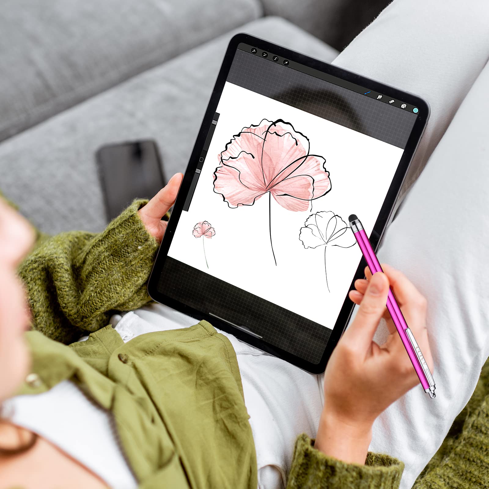 Stylus Pens for Touch Screens - iPad, iPhone, Kindle Fire (Pink/Purple/Aqua Blue) - Perfect for Drawing, Note-Taking & Digital Art