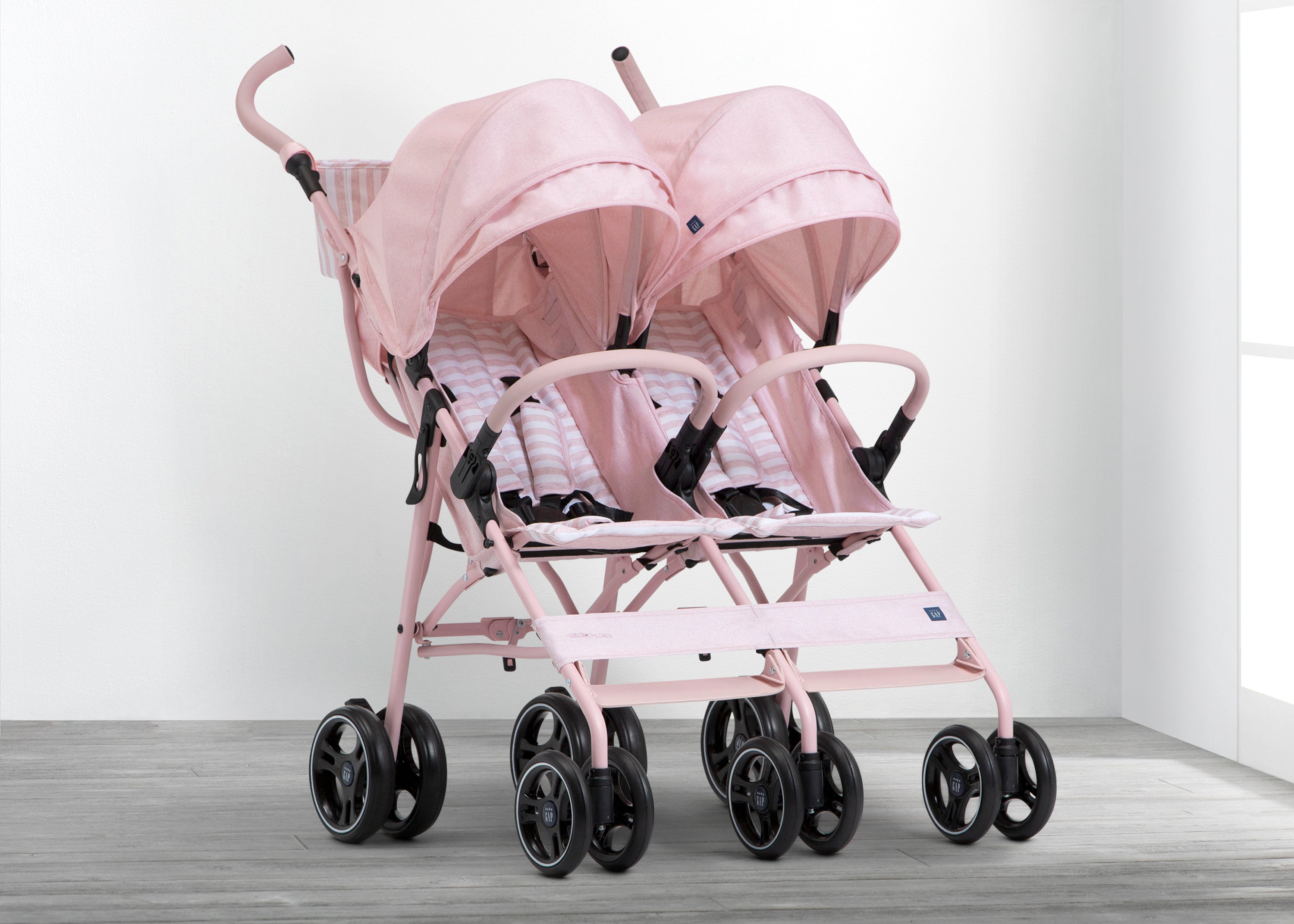 BabyGap Classic Side by Side Double Stroller - Lightweight Compact Twin Stroller for Toddlers & Infants - Perfect for Shopping, Travel & Outdoor Walks
