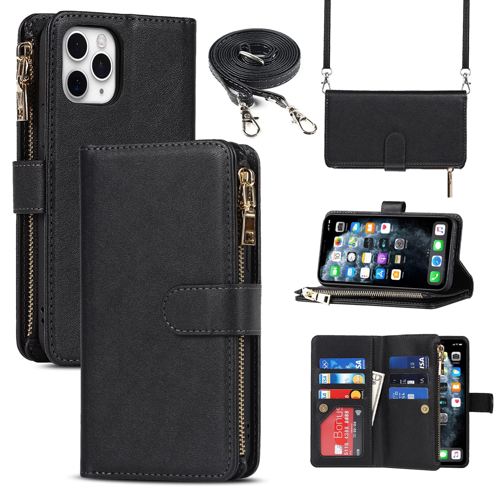 Premium PU Leather iPhone 11 Pro Max Wallet Case (6.7