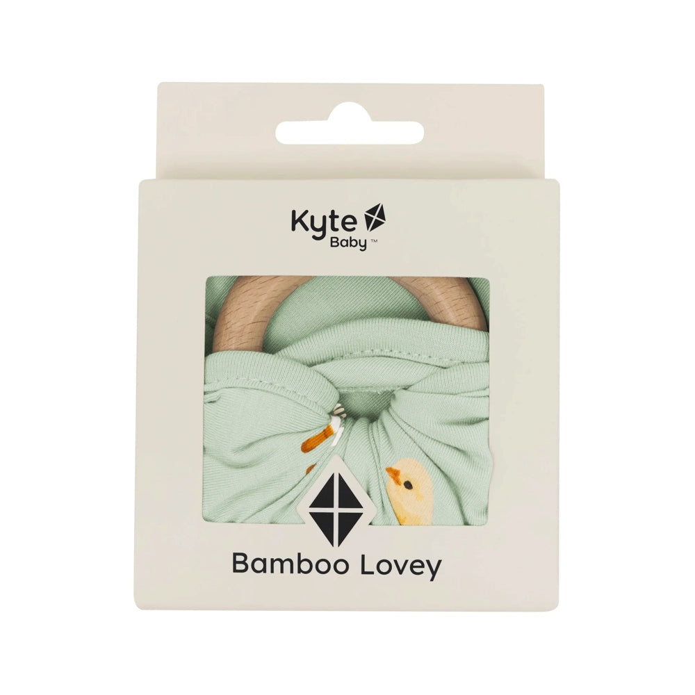 Kyte Baby Lovey with Removable Wooden Teething Ring - Soft Aloe Chick Blanket for Infants & Toddlers - Perfect for Soothing, Teething, and Cuddling