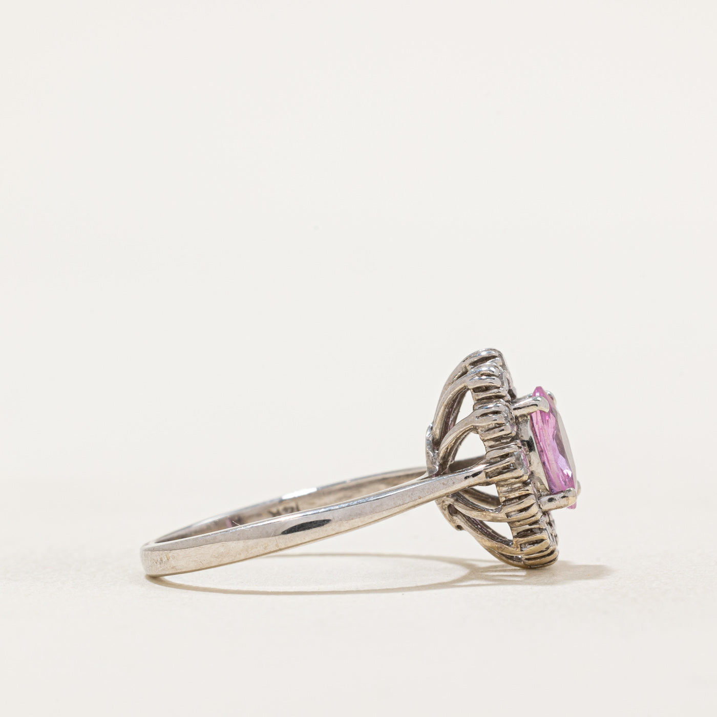 Pink Sapphire & Diamond Halo Ring - 0.96ct Center Stone & 0.18ctw Diamond Accents - Size 5.75 - Elegant Engagement Ring for Women, Perfect for Proposals, Anniversaries & Special Occasions