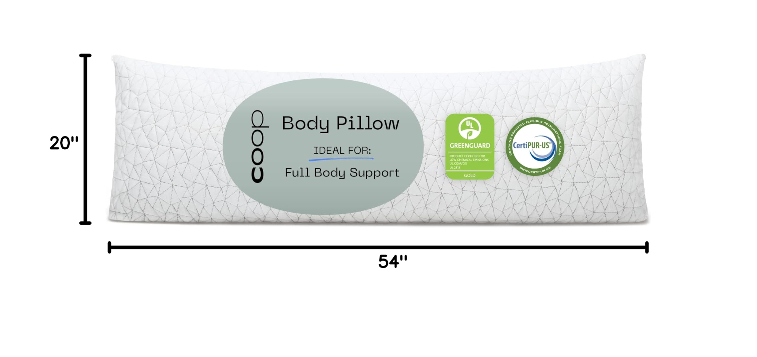 Coop Home Goods Original Adjustable Body Pillow - 20x54 Inch Memory Foam Pillow for Back, Shoulder, Hip & Knee Support - Best Side Sleeper Pillow for Adults with Washable Cover - Perfect for Pregnancy, Post-Surgery & Pain Relief