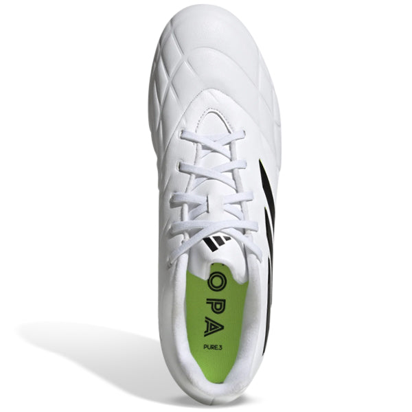 adidas Copa Pure.3 Firm Ground Soccer Cleats - White/Lucid Lemon - Men's Football Shoes for Firm Natural Grass - Perfect for Matches & Training Sessions