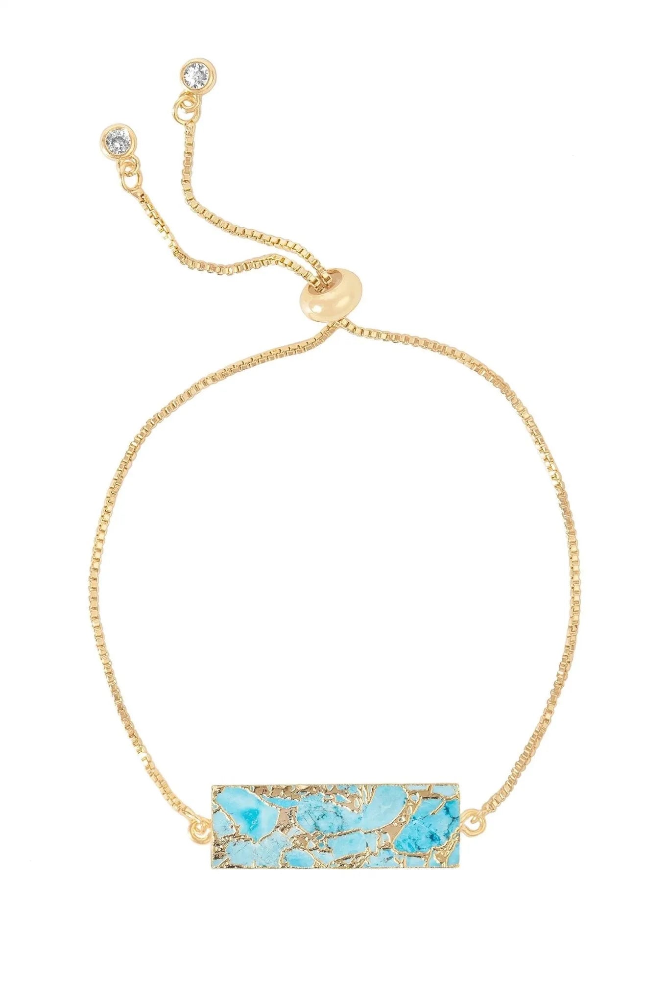 Mojave Rectangle Stone Bracelet for Women - Natural Gemstone Beaded Cuff Bracelet - Boho Chic Jewelry for Everyday Wear & Special Occasions
