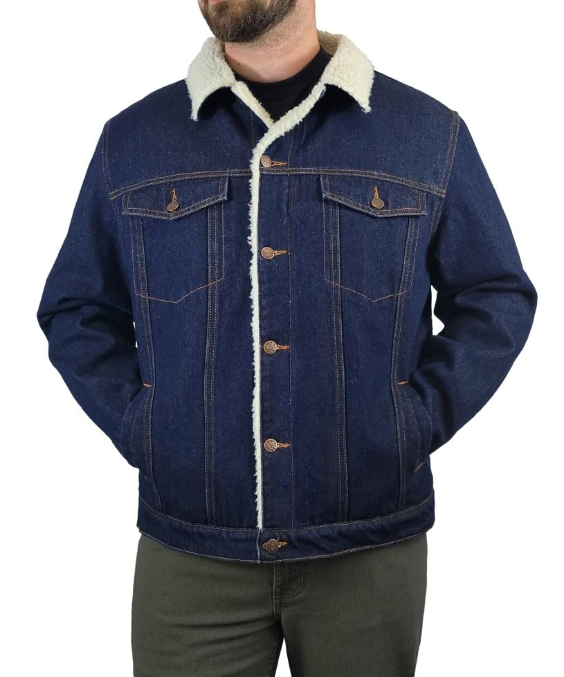 Victory Outfitters Men's Fleece Lined Washed Denim Jacket - Warm Winter Coat for Outdoor Activities & Casual Wear