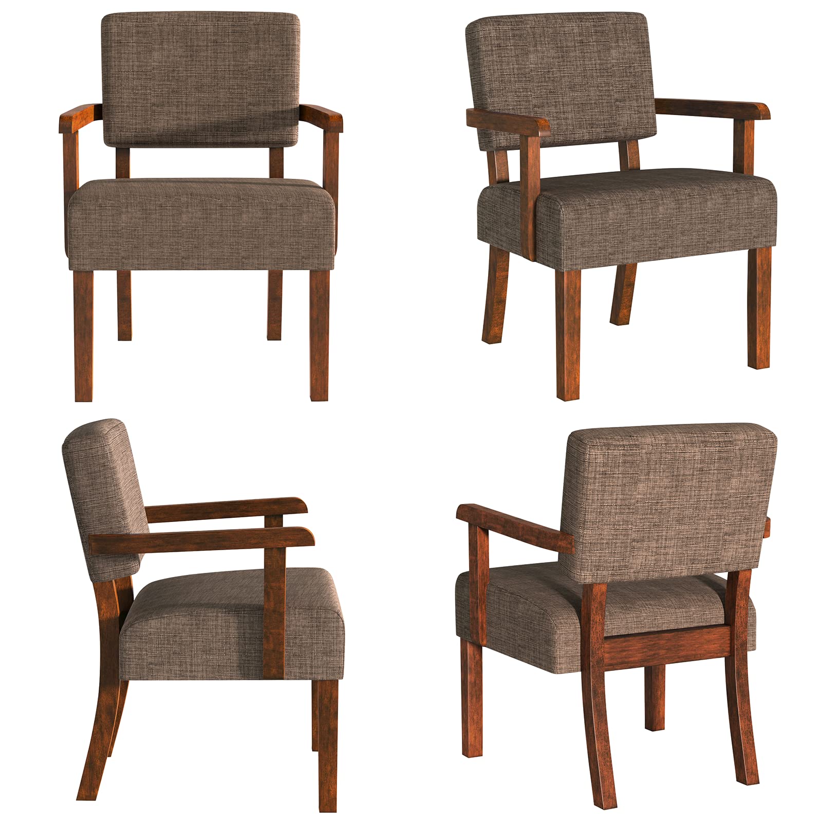 2-Piece Accent Chair Set with Side Table - Soft Upholstered Armchairs for Living Room, Bedroom, Reading Nook & Waiting Area - Modern Brown Lounge Chairs (AC01) - Perfect for Home Decor, Coffee Corner & Relaxation Spaces