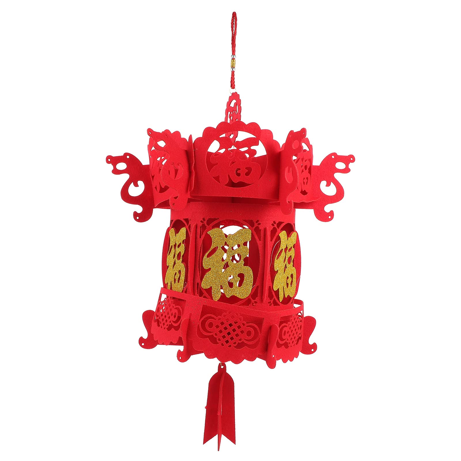 Angoily Chinese Style Red Lantern - 3D Flocking Fu Character Door Hanging Decor for Lunar New Year, Spring Festival & Home Decoration | Perfect for Chinese New Year Party, Wedding, Restaurant & Asian Festival Decor
