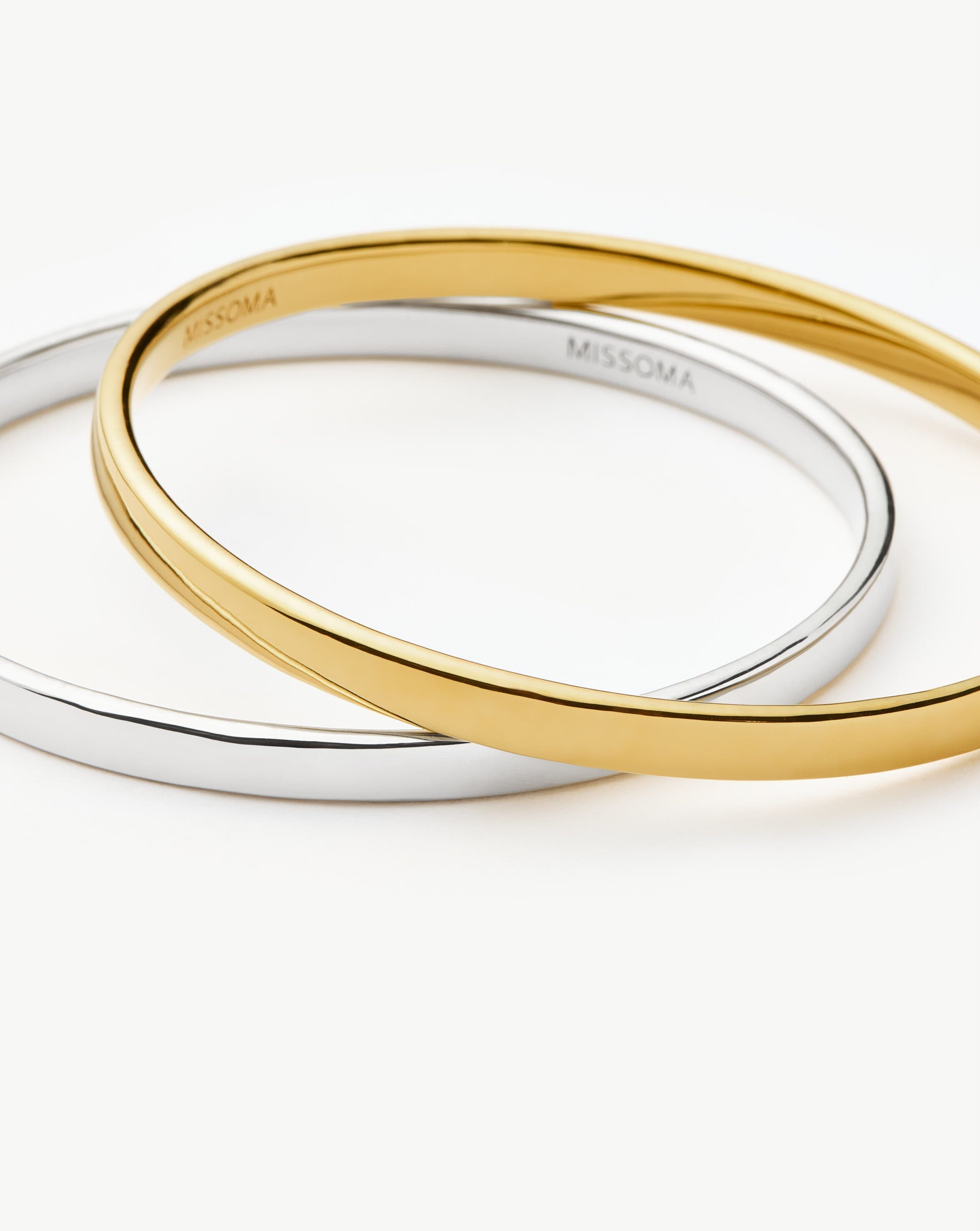 Classic Mixed Metal Bangle Bracelet Set for Women - Gold & Silver Stackable Bangles | Perfect for Everyday Wear, Layering & Special Occasions