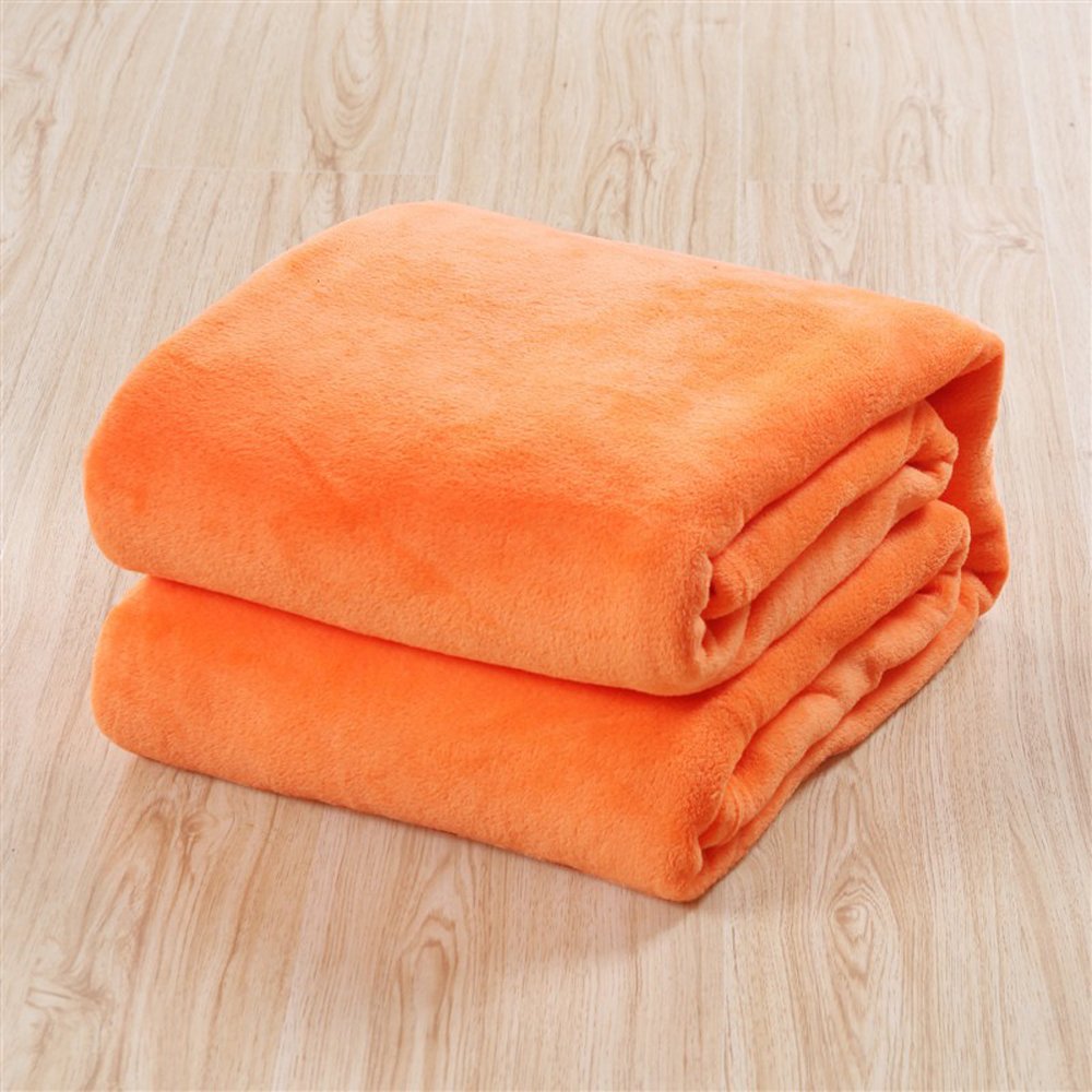 Soft Fleece Blanket Queen Size - Solid Flannel Plush Microfiber Bed Blanket | Lightweight & Cozy for Bed, Sofa, Couch & Travel | Perfect for Winter Nights, Movie Time & Camping - Orange