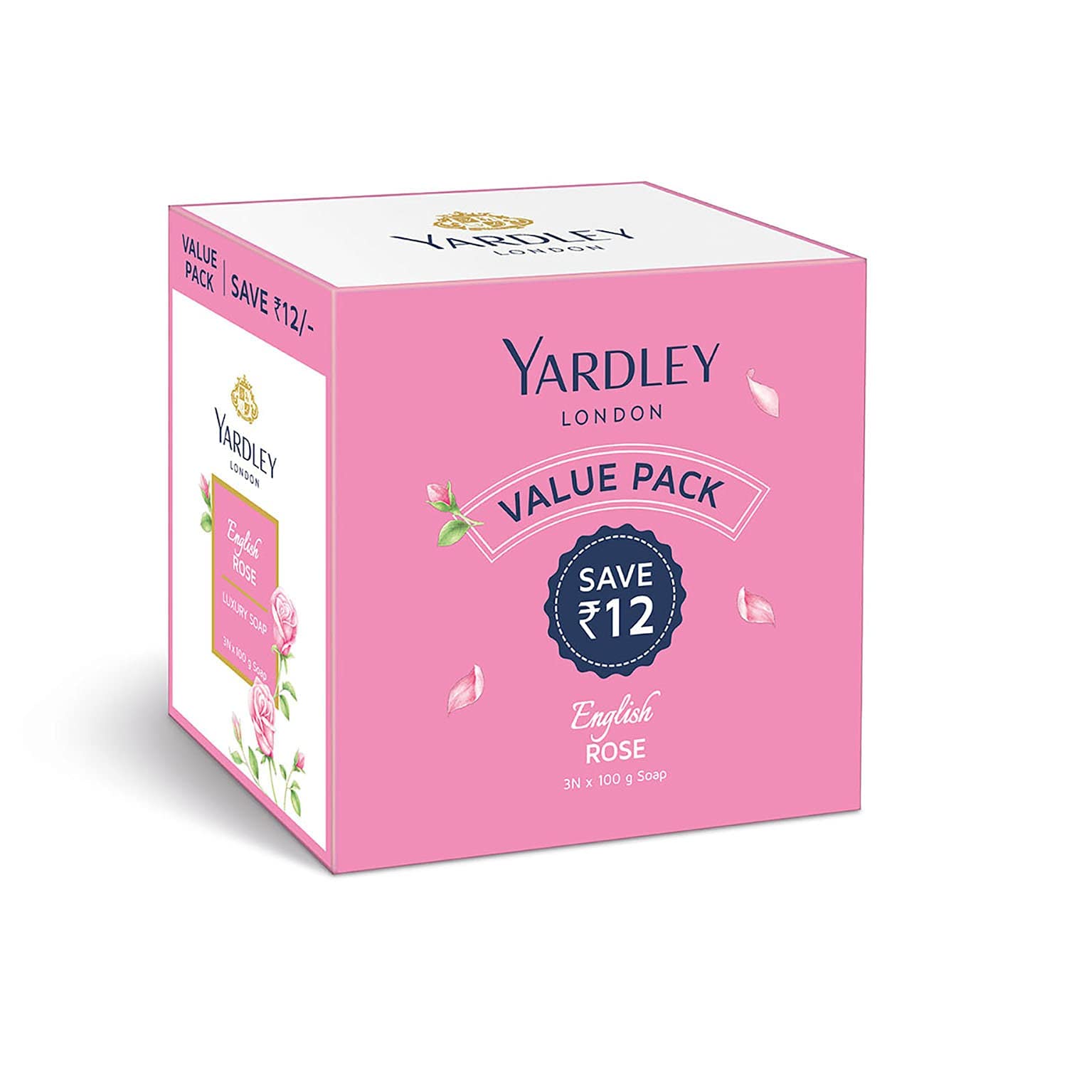 Yardley London English Rose Luxury Soap - 100g Each (Pack of 3) | Moisturizing Bath Bar with Creamy Lather, 90% Naturally Derived | Floral Scented Soap for Women & Men | Perfect for Daily Bathing, Spa Days & Gift Sets