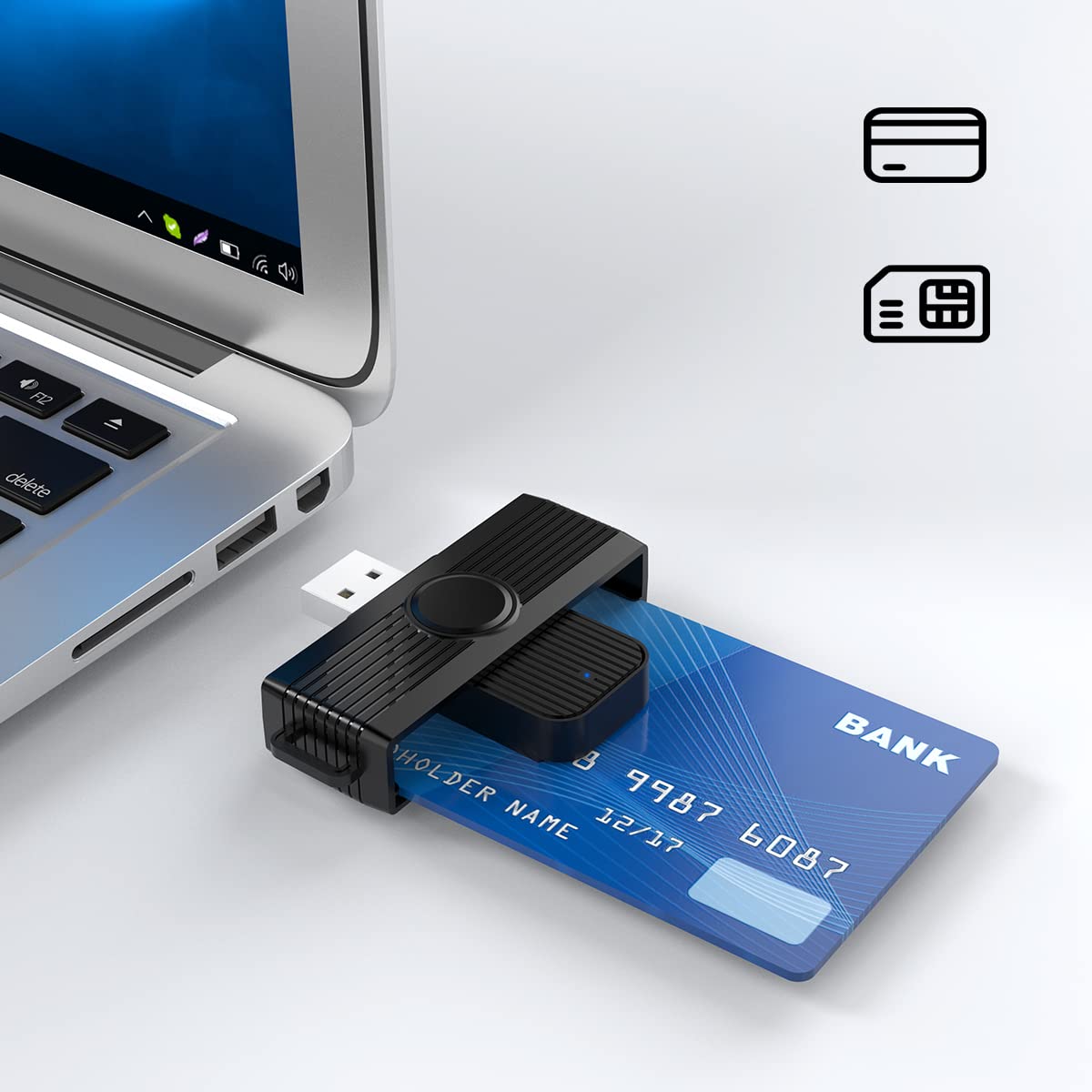 DOD Military USB Common Access CAC Card Reader - Smart Card Reader for Windows, Mac & Linux - Secure Login & Digital Signatures for Government & Enterprise Use