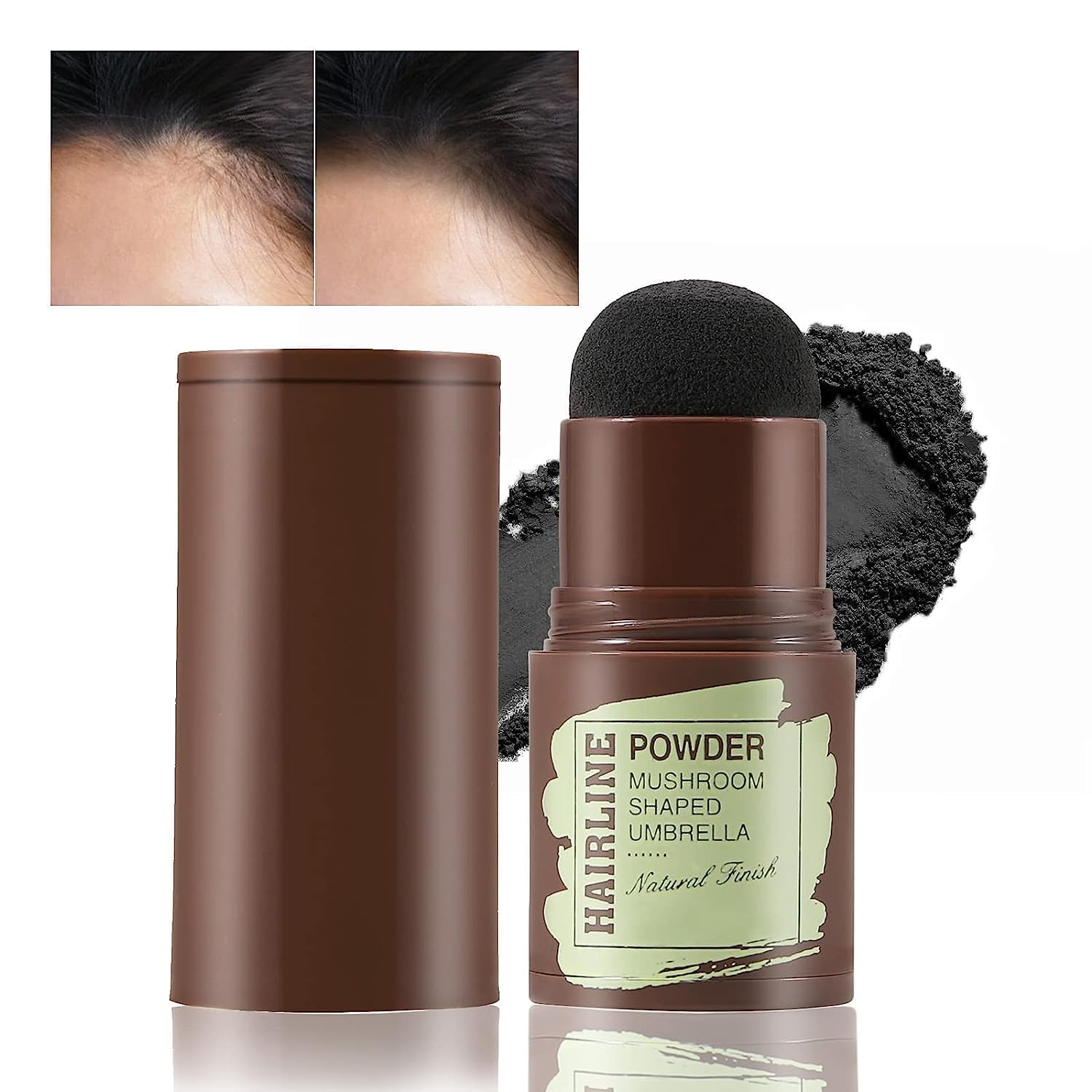 Crizer Natural Hairline Powder Stick - 1PC with 2 Eyebrow Pencils, Waterproof Root Touch Up Powder & Hair Shadow Sponge Pen for Thin Hair Coverage - Perfect for Daily Makeup, Hairline Touch-Ups & Bald Spot Concealer