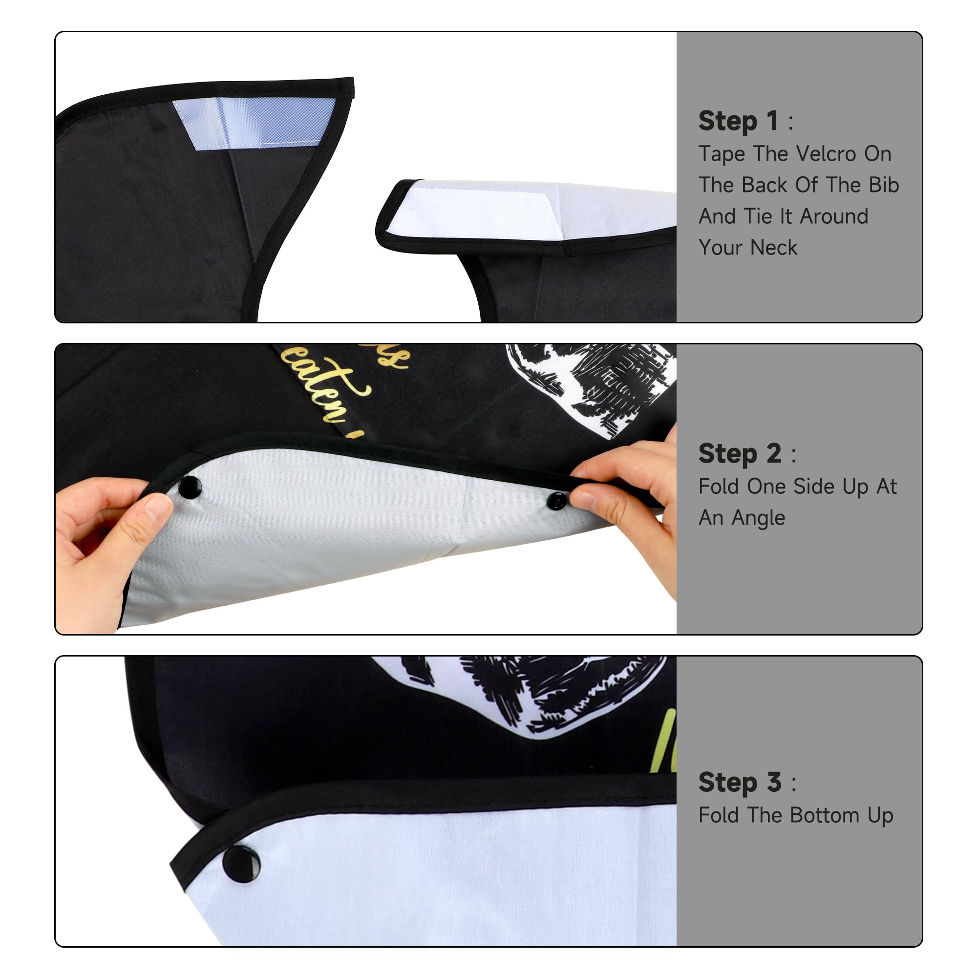 **3 Pack Reusable Waterproof Adult Bibs with Crumb Catcher - Washable Large Feeding Bib for Seniors & Adults - Perfect for Mealtime, Dining Out & Assisted Care**
