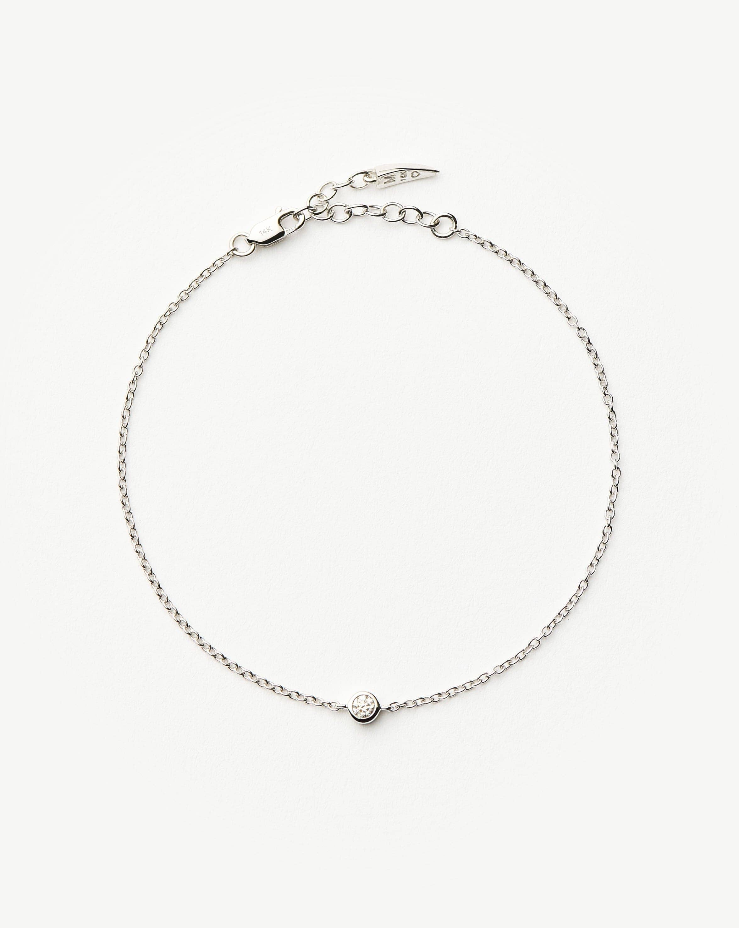 14K Solid White Gold Diamond Solitaire Bracelet for Women - Elegant Tennis Bracelet for Everyday Wear & Special Occasions