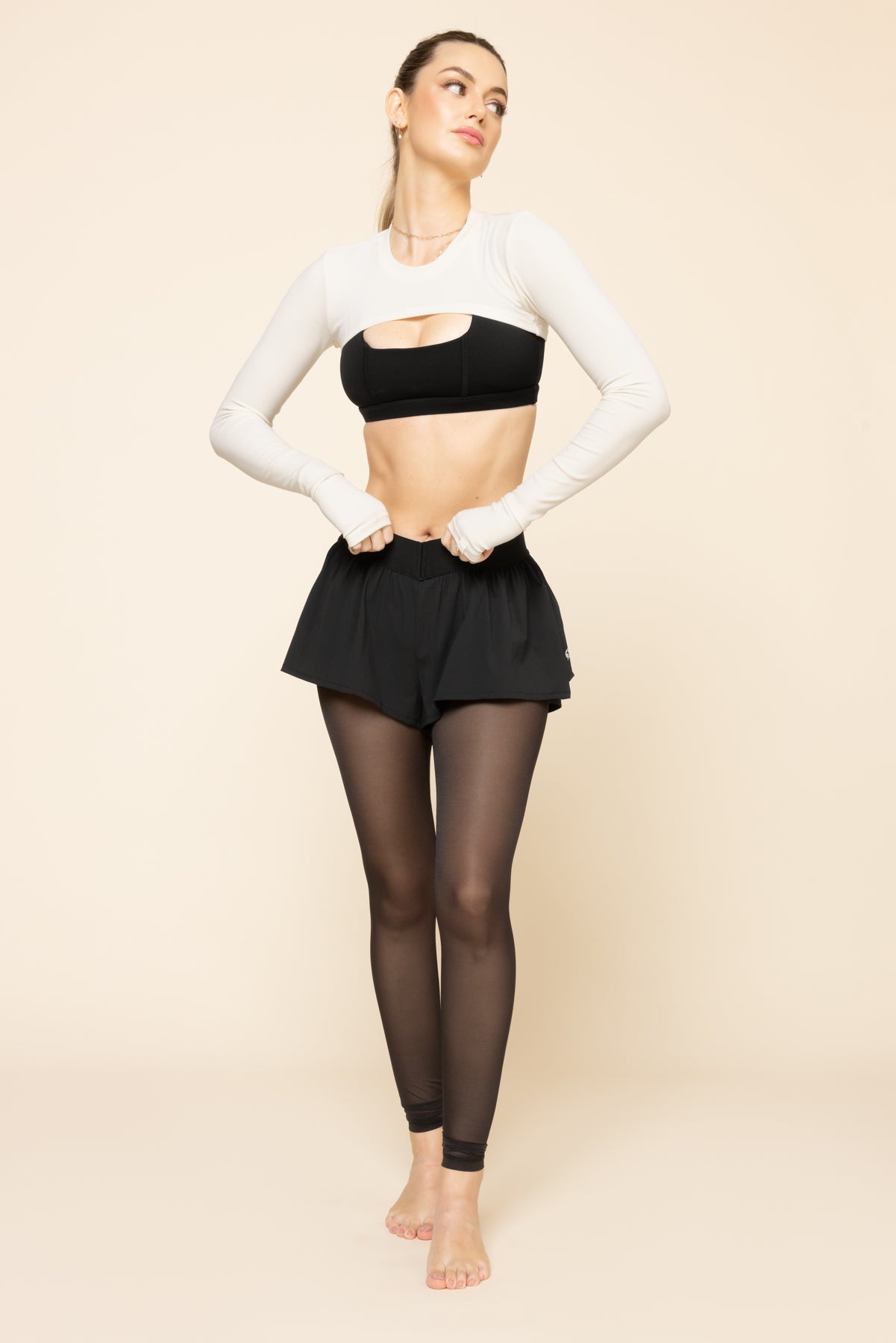 On the Run Ruffle Tights - Black Women's Fashion Leggings for Running, Yoga & Everyday Wear