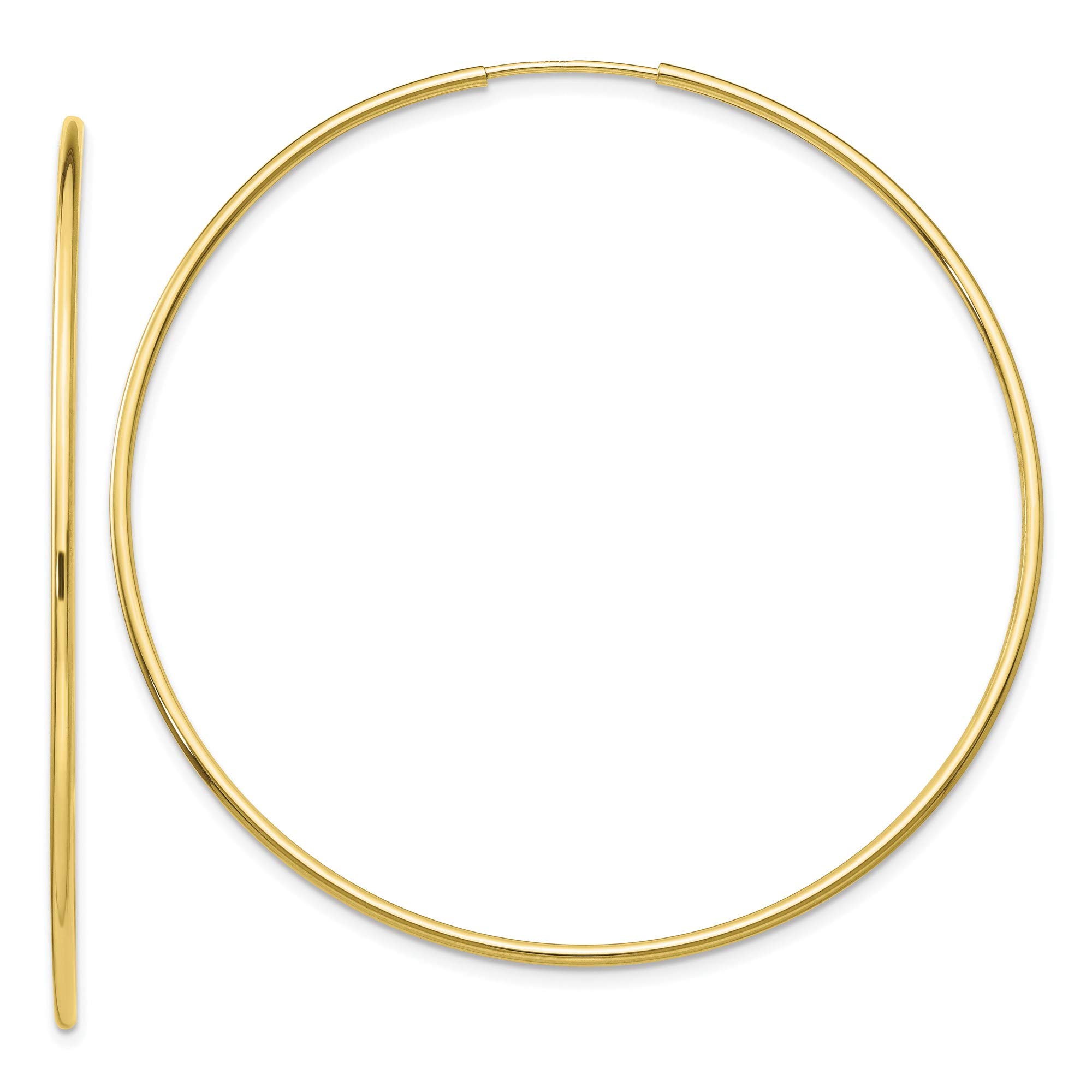 10K Yellow Gold Polished Endless Tube Hoop Earrings for Women - Elegant Everyday Jewelry, Perfect for Work, Parties & Special Occasions
