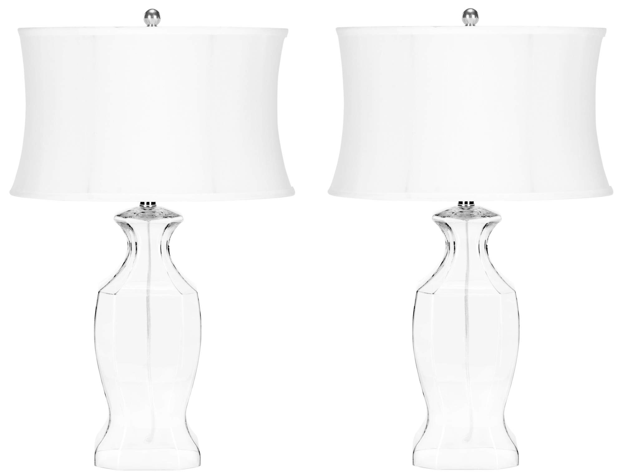 SAFAVIEH Wendy 28-inch Clear Glass Table Lamp Set of 2 with LED Bulbs - Modern Bedroom, Living Room, Home Office & Nightstand Lighting for Cozy Ambiance