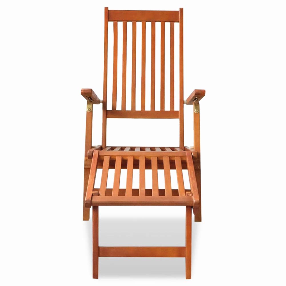 Premium Acacia Wood Outdoor Lounge Chair with Adjustable Footrest - 66