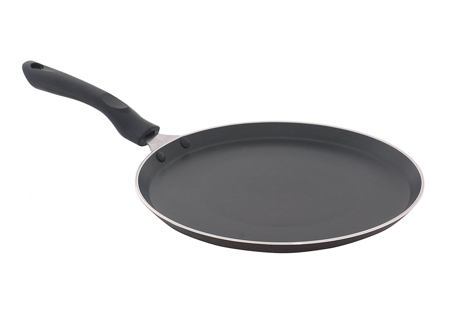 Non-Stick Dosa Tawa Griddle Pan with Scrubber & Spatula - 12 Inch Round Indian Cooking Pan - Black & Red Valentine's Day Gift for Home Kitchen Use