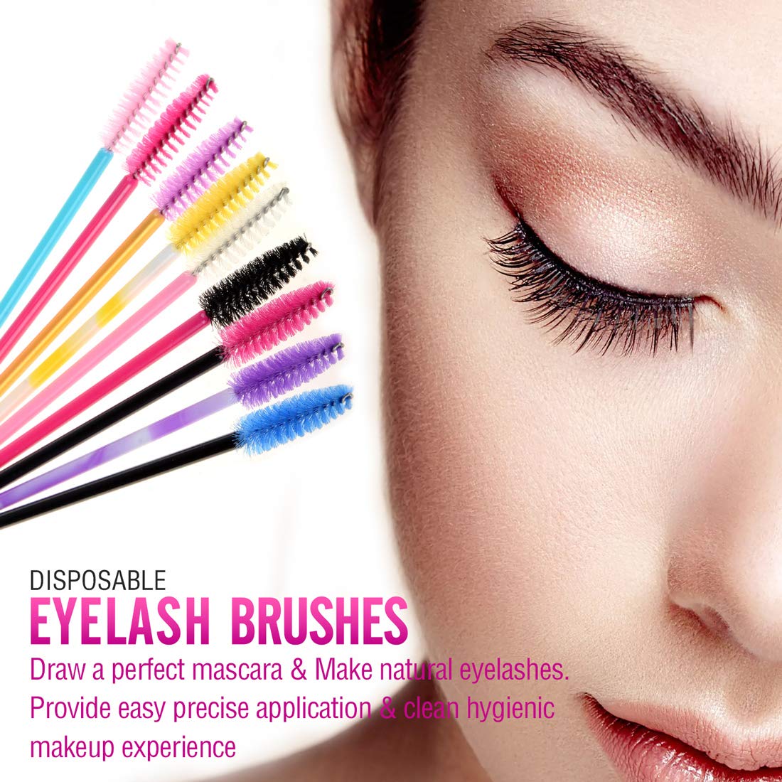 200 Pcs Disposable Mascara Wands - Eyelash Brushes for Makeup Application - Multicolor Lashes Applicators for Salon, Home & Professional Use