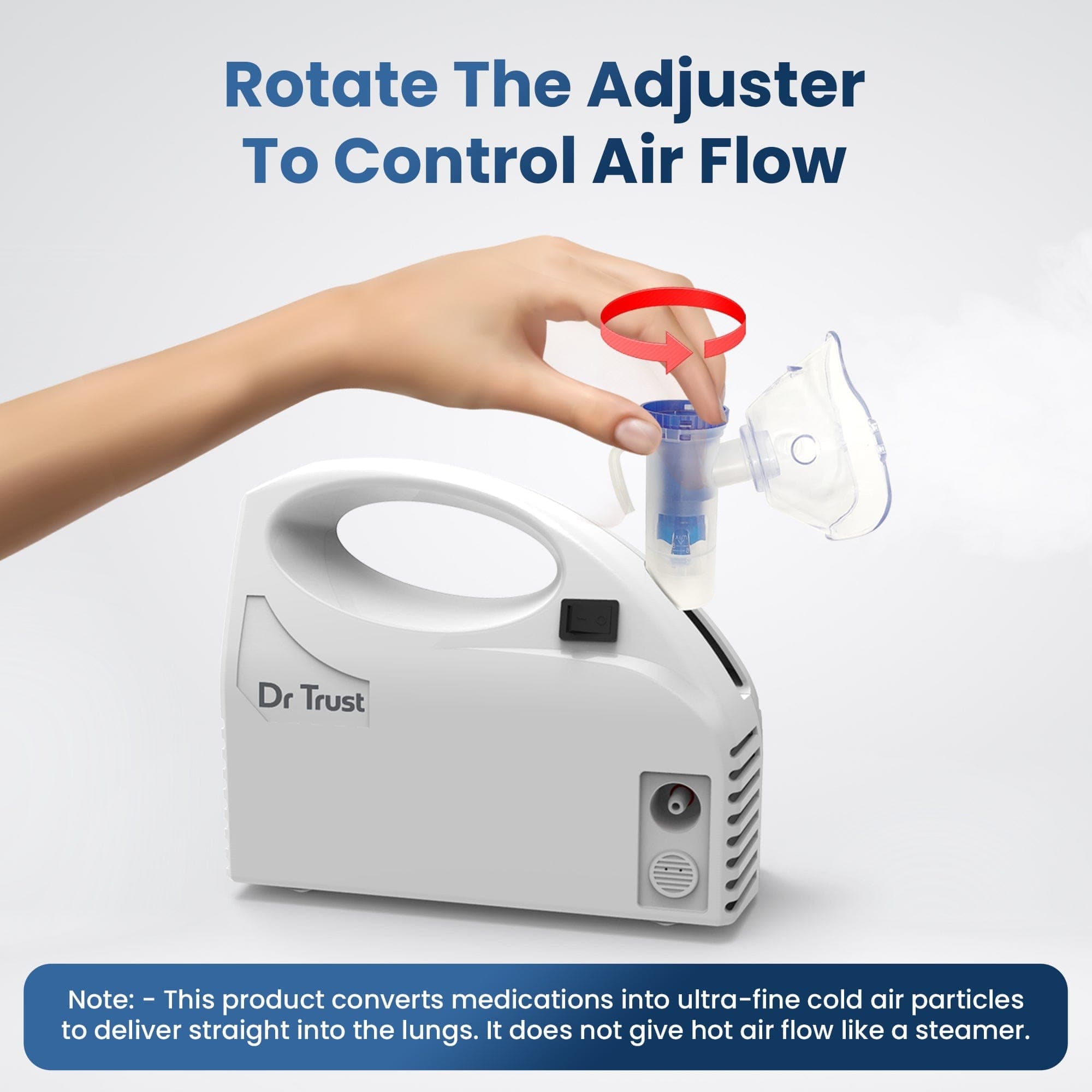 Dr Trust USA Portable Piston Compressor Nebulizer Machine - Handheld Asthma & Allergy Relief for Kids & Adults - Perfect for Home, Travel & Emergency Use