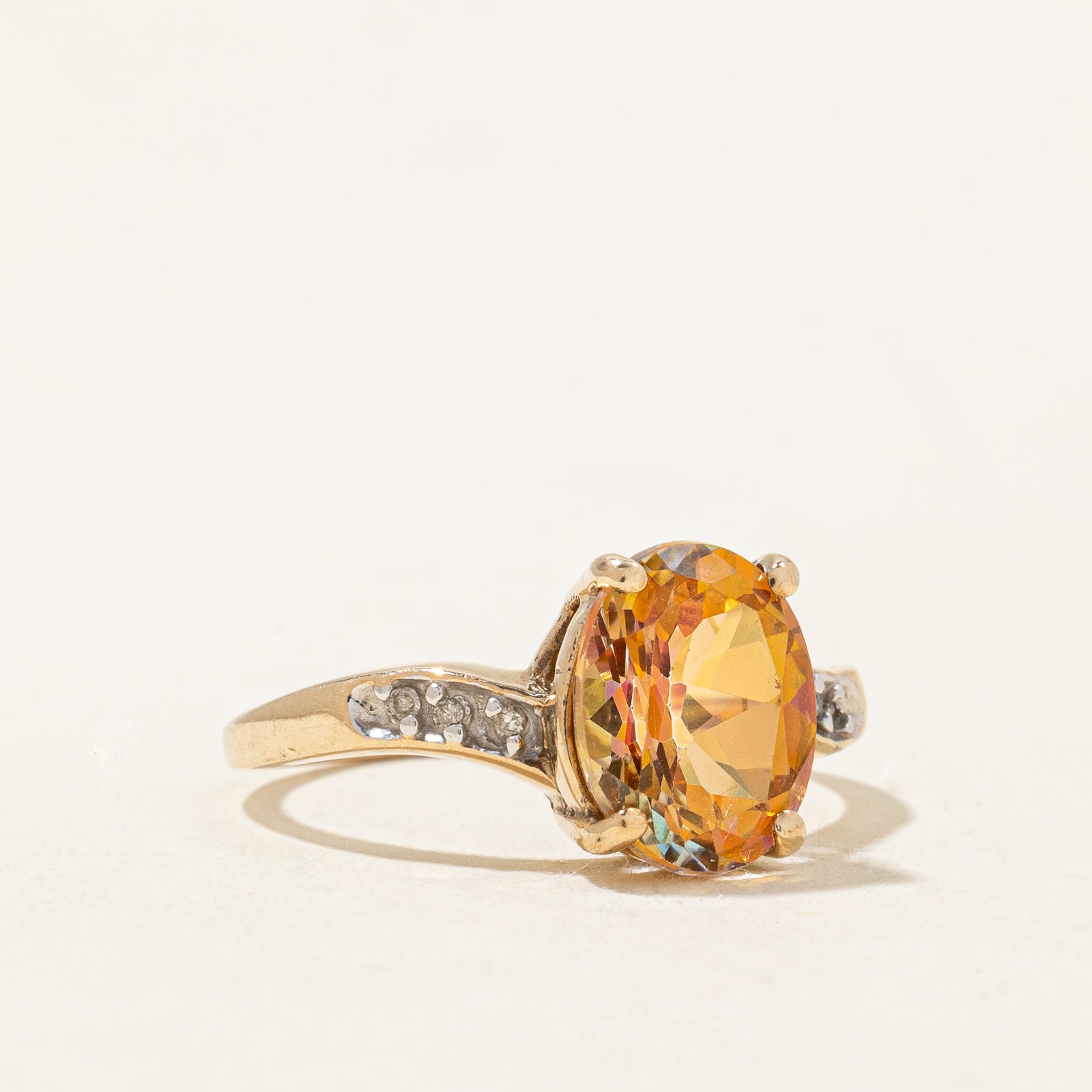 3.00ct Mystic Topaz & 0.03ct Diamond Bypass Ring - Size 6.5 | Elegant Wedding, Anniversary & Engagement Jewelry Gift for Women