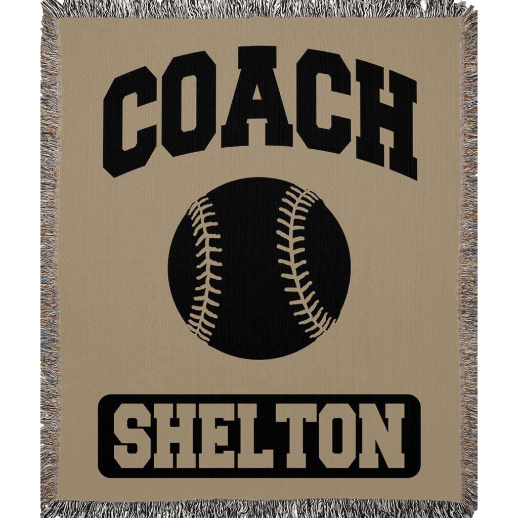 Custom Coach Gifts for Women & Men - Personalized Sports Blanket for Baseball, Soccer, Basketball, Softball, Lacrosse, Football, Volleyball, Track & Field, Tennis, Gymnastics, Swimming & Golf - Thank You Coach Appreciation Gift (Brown, Woven 50x60 inches) - Perfect for Team Celebrations, Senior Night Gifts & Sports Banquets