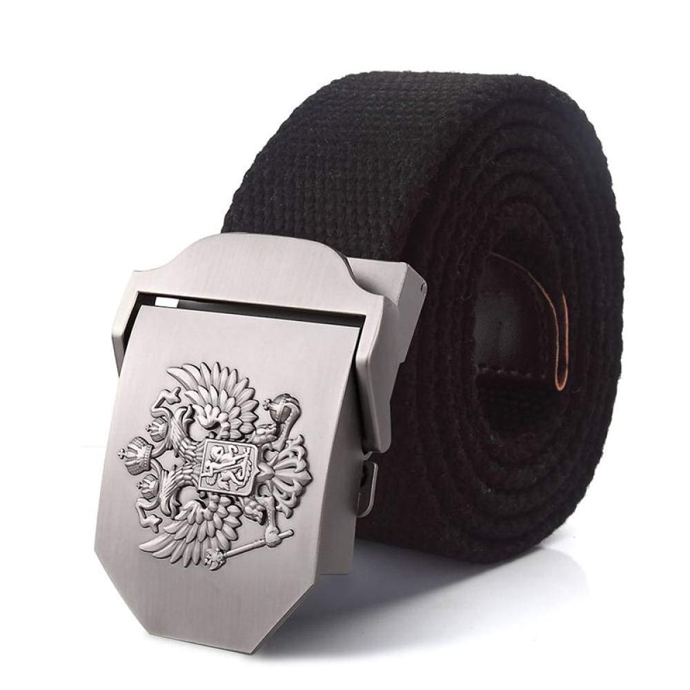 FDDSSYX Unisex Black Nylon Canvas Belt with Russian Emblem Metal Buckle - Adjustable Waist Strap for Jeans, Pants & Casual Outfits | Durable Fashion Accessory for Men & Women