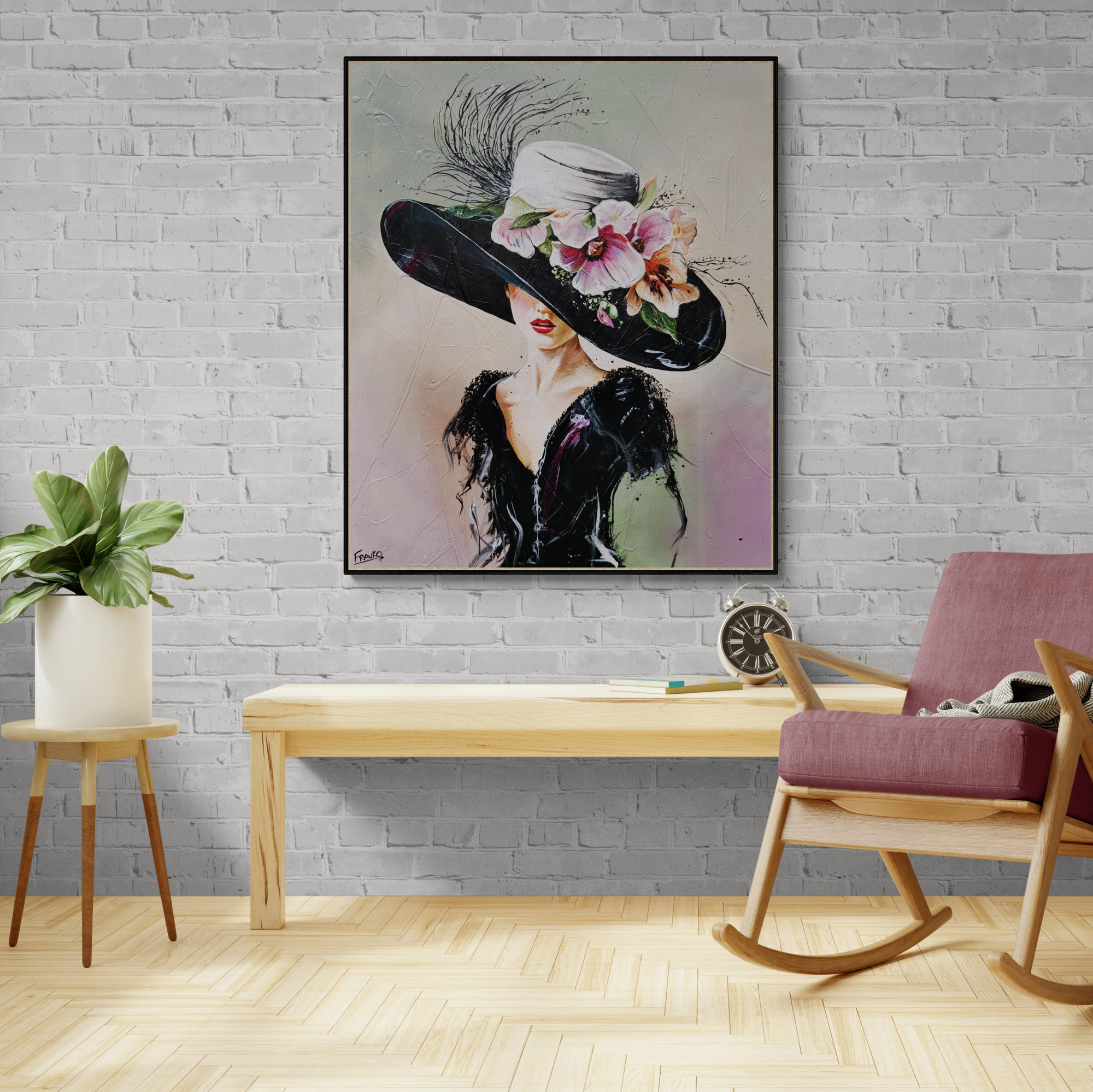 Margot 120cm x 100cm Large Floral Abstract Textured Canvas Wall Art - Elegant Hand-Painted Home Decor for Living Room, Bedroom & Office