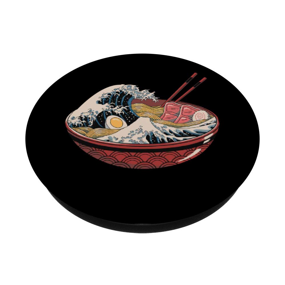 Great Wave Ramen Kanagawa Japanese Anime Otaku PopSockets PopGrip - Swappable Phone Grip for iPhone, Samsung & Tablets | Anime Lover Gift, Kawaii Accessory | Perfect for Gaming, Commuting & Pop Culture Fans