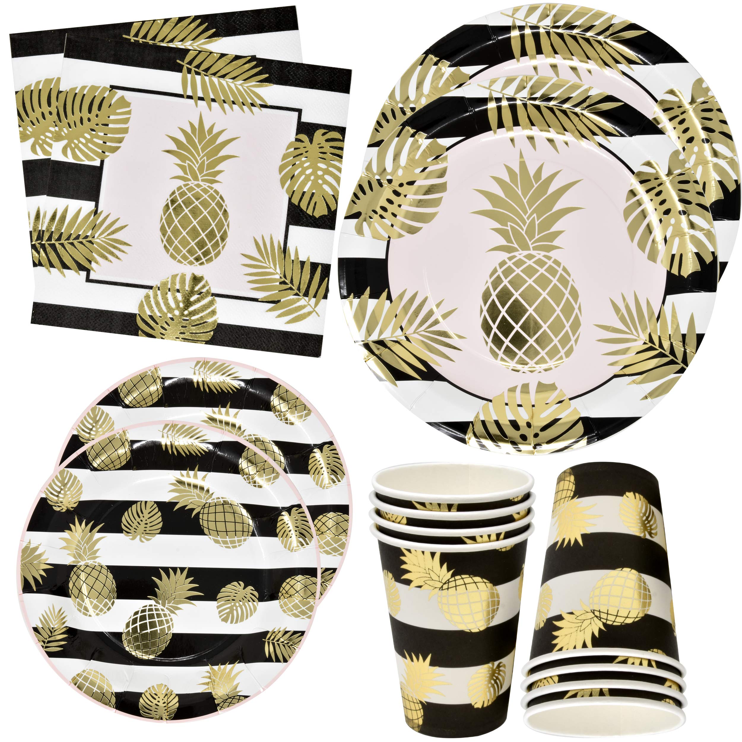 24-Piece Gold Foil Pineapple Party Dinnerware Set - 9