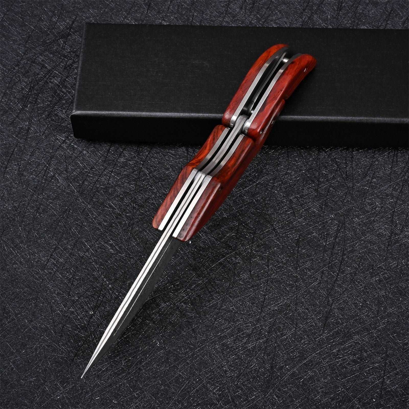 Premium Hera Japanese VG10 Damascus Folding Pocket Knife - Razor Sharp Stainless Steel Blade with Exotic Red Sandalwood Handle - Perfect for Camping, Hiking & Everyday Carry (EDC)
