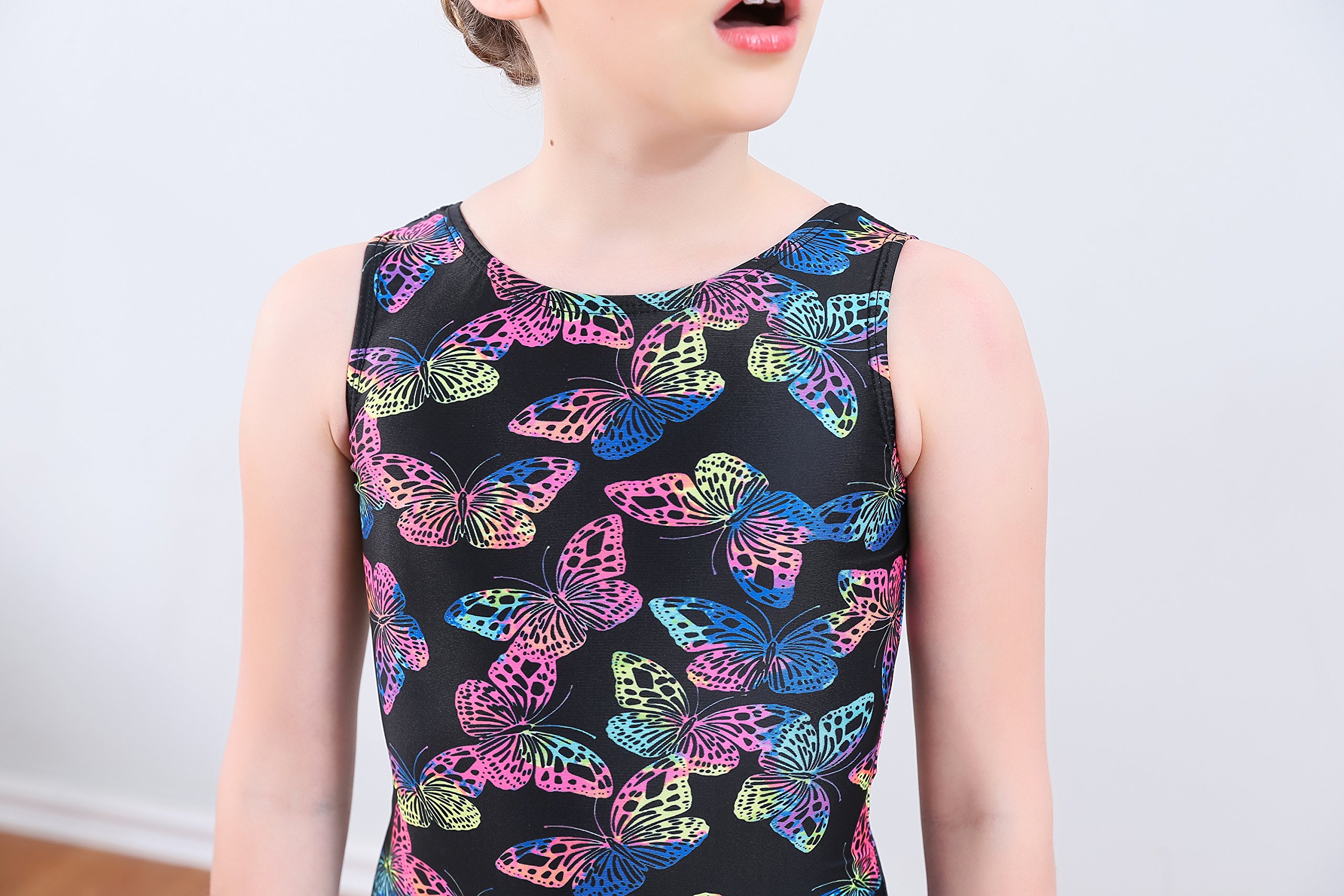 Dancina Biketard Girls Leotard Dancewear - 10 Butterflies Design for Ballet, Gymnastics & Performance