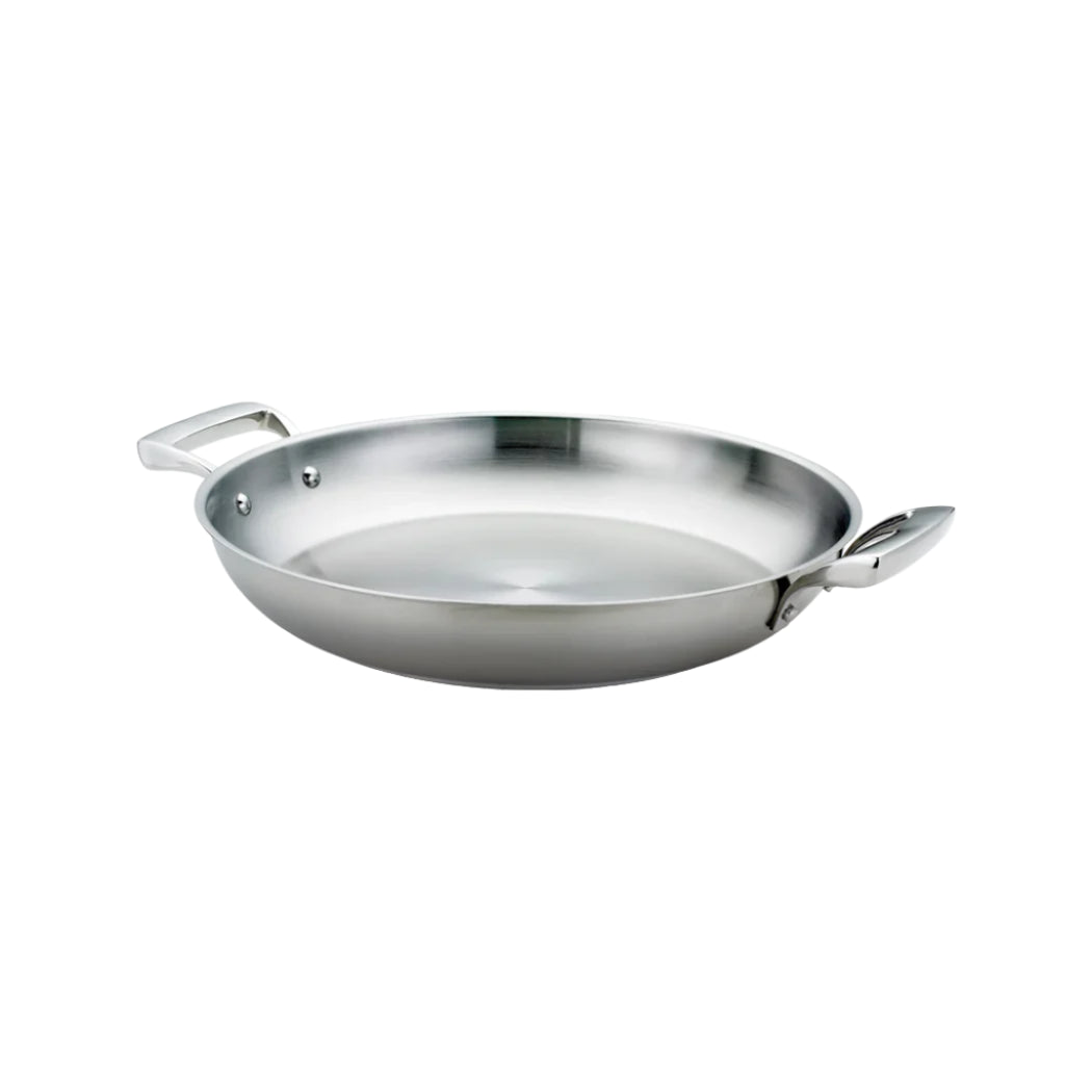 Thermalloy 12.5 Inch Professional Stainless Steel Paella Pan - Perfect for Spanish Cuisine, Outdoor Cooking & Large Family Gatherings