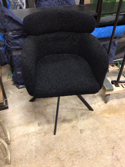 Stylish Black Boucle Swivel Chair - Modern Velvet Accent Chair for Living Room, Bedroom, or Office - 360 Degree Rotating Comfortable Lounge Chair for Home Decor