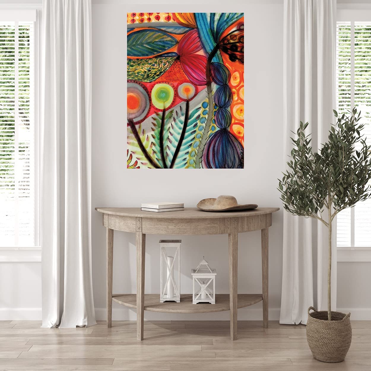 Vivaces Canvas Wall Art by Sylvie Demers - Modern Abstract Painting for Home Decor - Ready to Hang 32x43 Inch - Perfect for Living Room, Bedroom, Office & Dining Area
