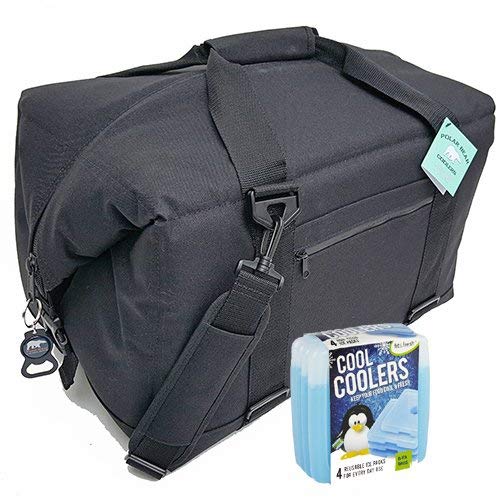 Polar Bear Coolers Nylon Series Soft Cooler Tote - 48 Pack with Slim Ice 4-Pack Bundle | Insulated Lunch Bag for Picnics, Beach Trips & Outdoor Adventures