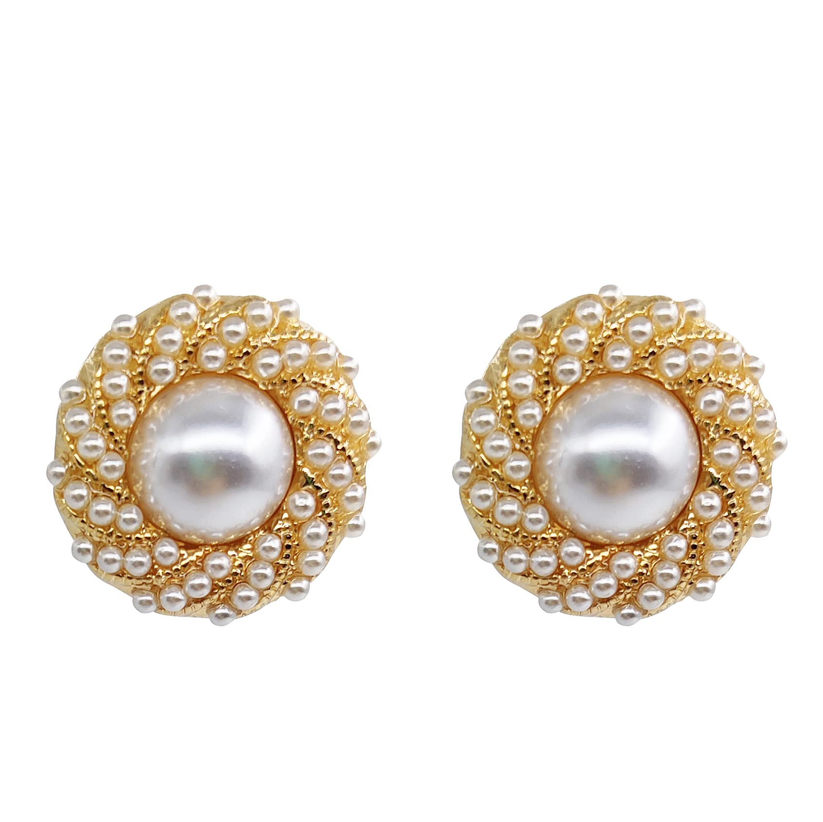 Black Round Pearl Stud Earrings for Women - Elegant Fashion Jewelry for Everyday Wear & Special Occasions