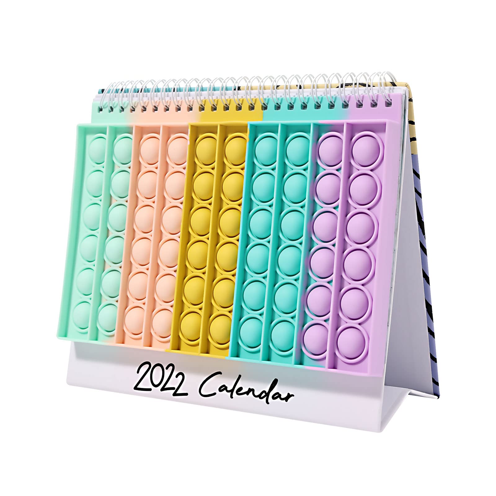 2022-2023 Pop Fidget Desk Calendar - Stress Relief Silicone Bubble Toy for Adults | Anti-Anxiety Sensory Tool for Office, Home & School (A2, Silicone)