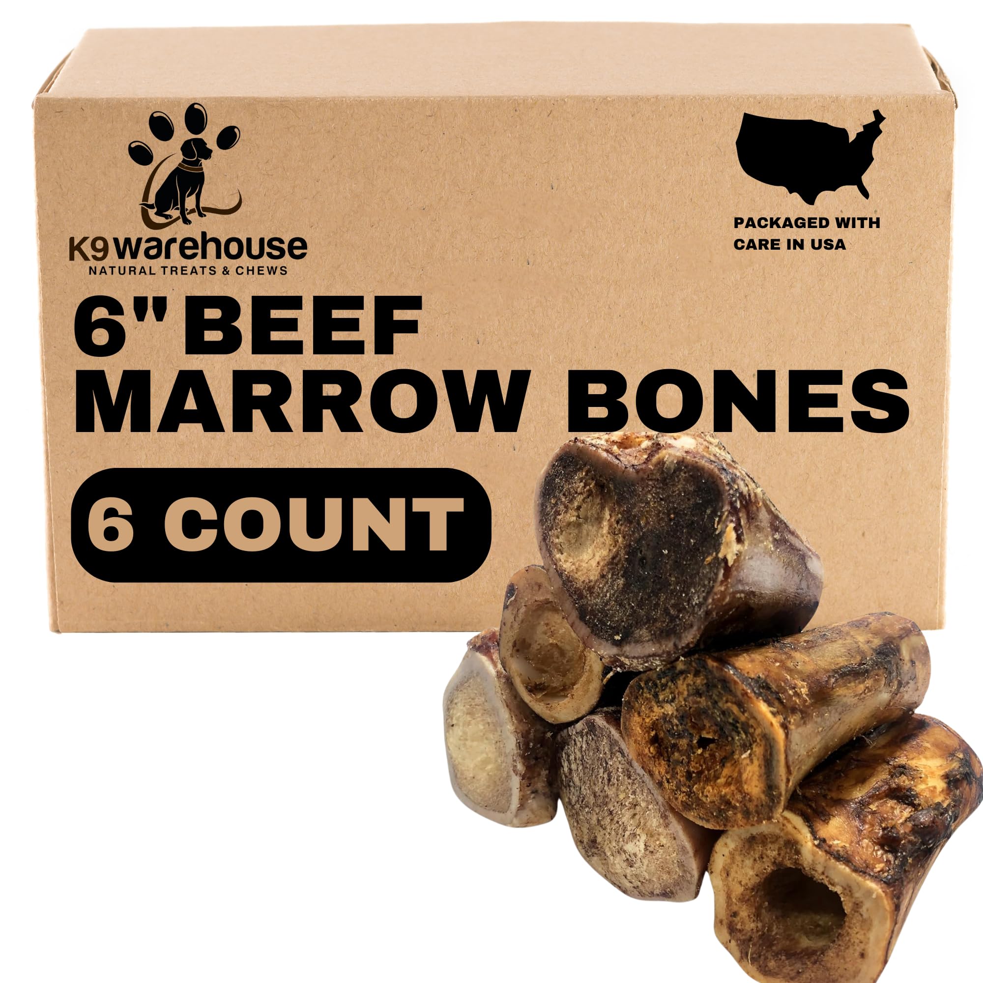 Premium All-Natural Bone Marrow Dog Treats - Long-Lasting High-Protein Chew Bones for Aggressive Chewers - Small, Medium, Large & XL Dogs - Perfect for Training, Dental Health & Anxiety Relief