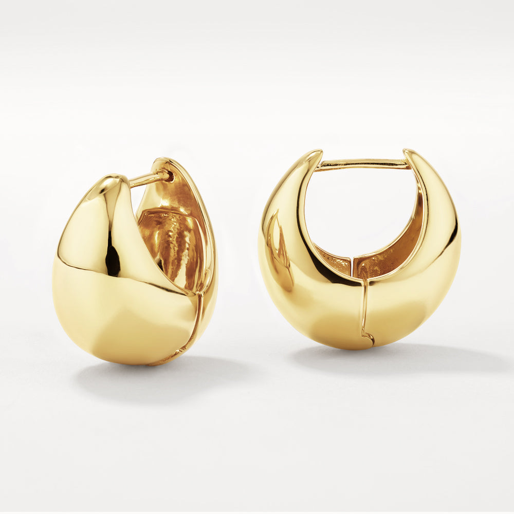 Gold Curve Dome Huggies Earrings - Elegant Hoop Earrings for Women, Perfect for Parties, Weddings & Everyday Wear