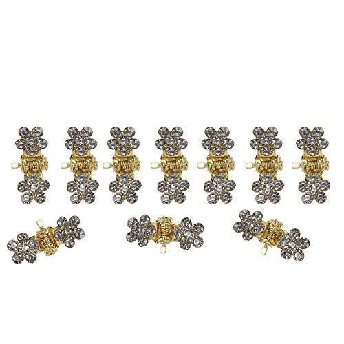 12 Pcs Golden Bridal Hair Clips - Rhinestone Snowflake Hair Pins & Crystal Flower Girl Hair Accessories for Women | Wedding, Prom, Party, Special Occasions