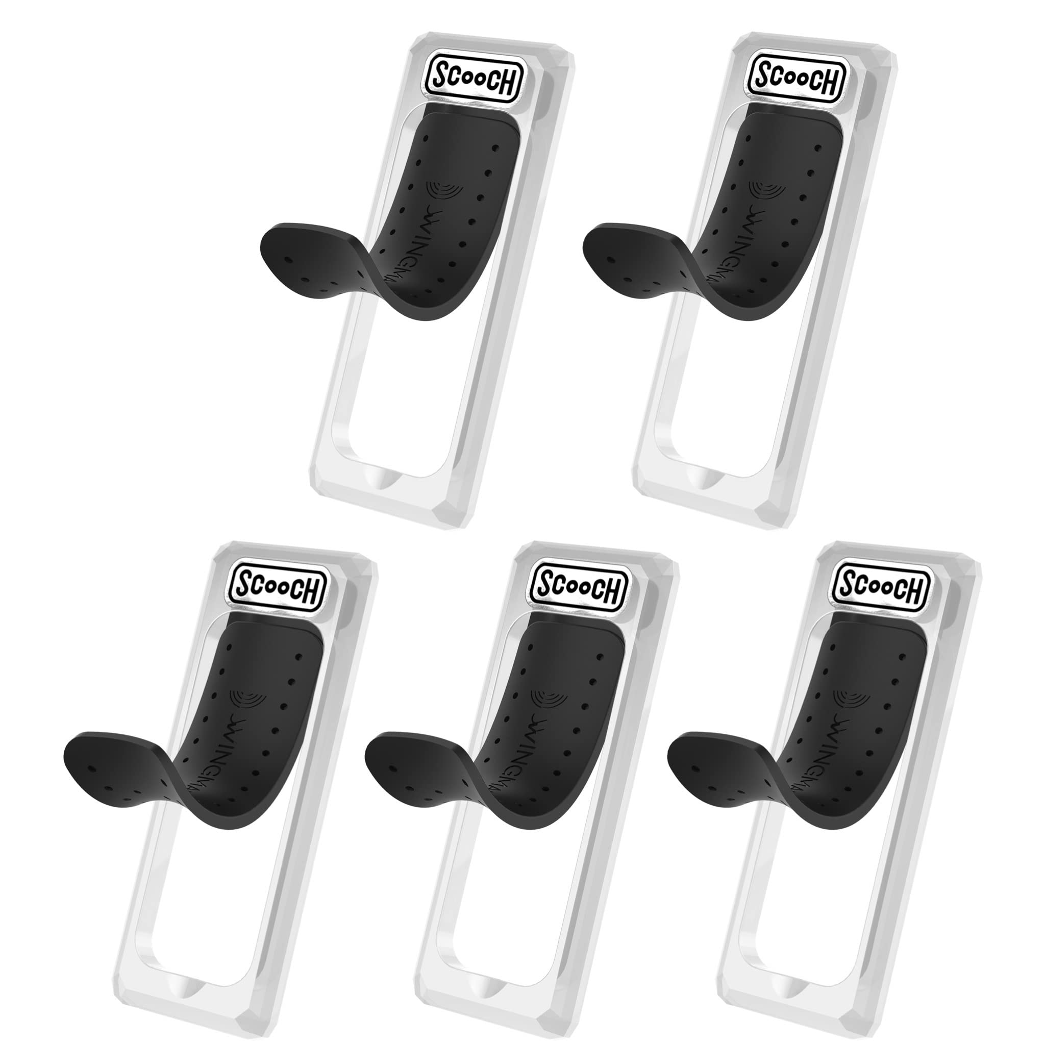 Scooch Wingback [5-Pack] Pop Up Phone Grip Stand & Car Mount - Universal Compatibility for All Smartphones & Cases - 360° Rotation & Magnetic Mounting (Clear) - Perfect for Driving, Watching Videos & Hands-Free Use