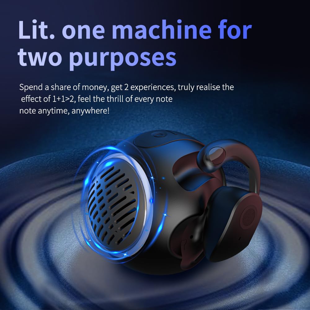 Open Ear Wireless Bluetooth 5.4 Earbuds - IPX5 Waterproof, Noise Cancelling Gaming Headphones with Microphone for Android/iOS, Comfortable Ear Mount for Running, Sports & Workouts (Black) - Perfect for Gym, Jogging & Mobile Gaming