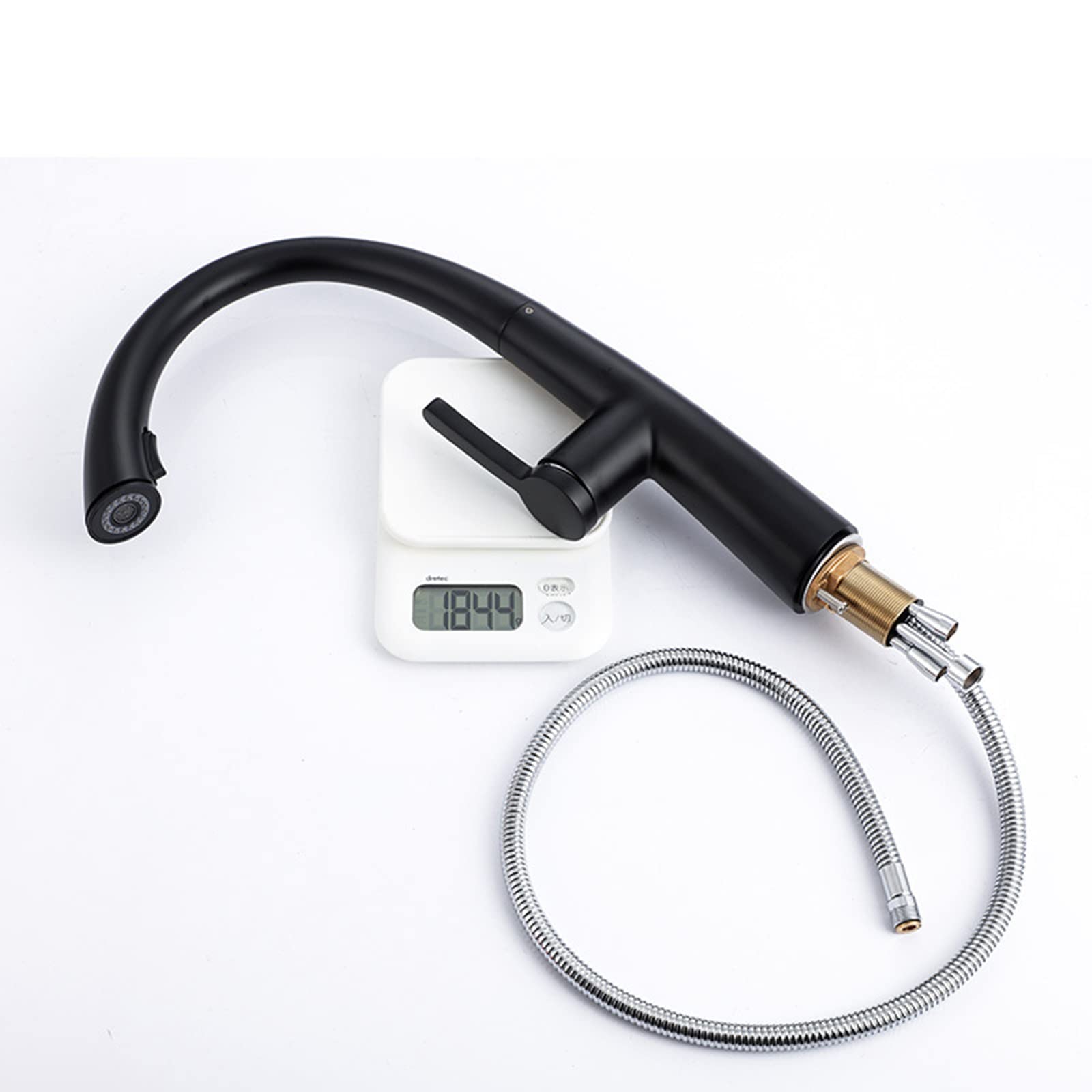Black Pull Down Sprayer Kitchen Faucet - Modern Commercial Brass Sink Tap with Hot/Cold Water & Standard Fittings - Perfect for Restaurant, Home Kitchen & Bar Sink Installation