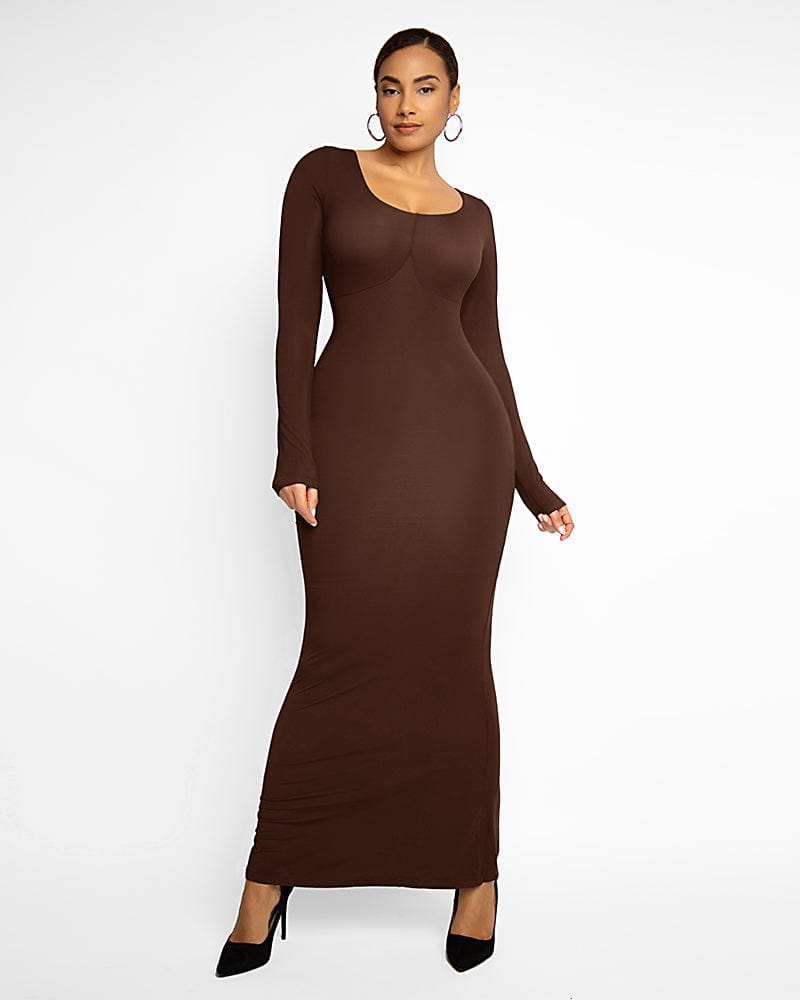 Slim Fit Shaping Maxi Dress for Women - Flattering Bodycon Long Dress with Side Pockets - Perfect for Weddings, Parties & Summer Vacations